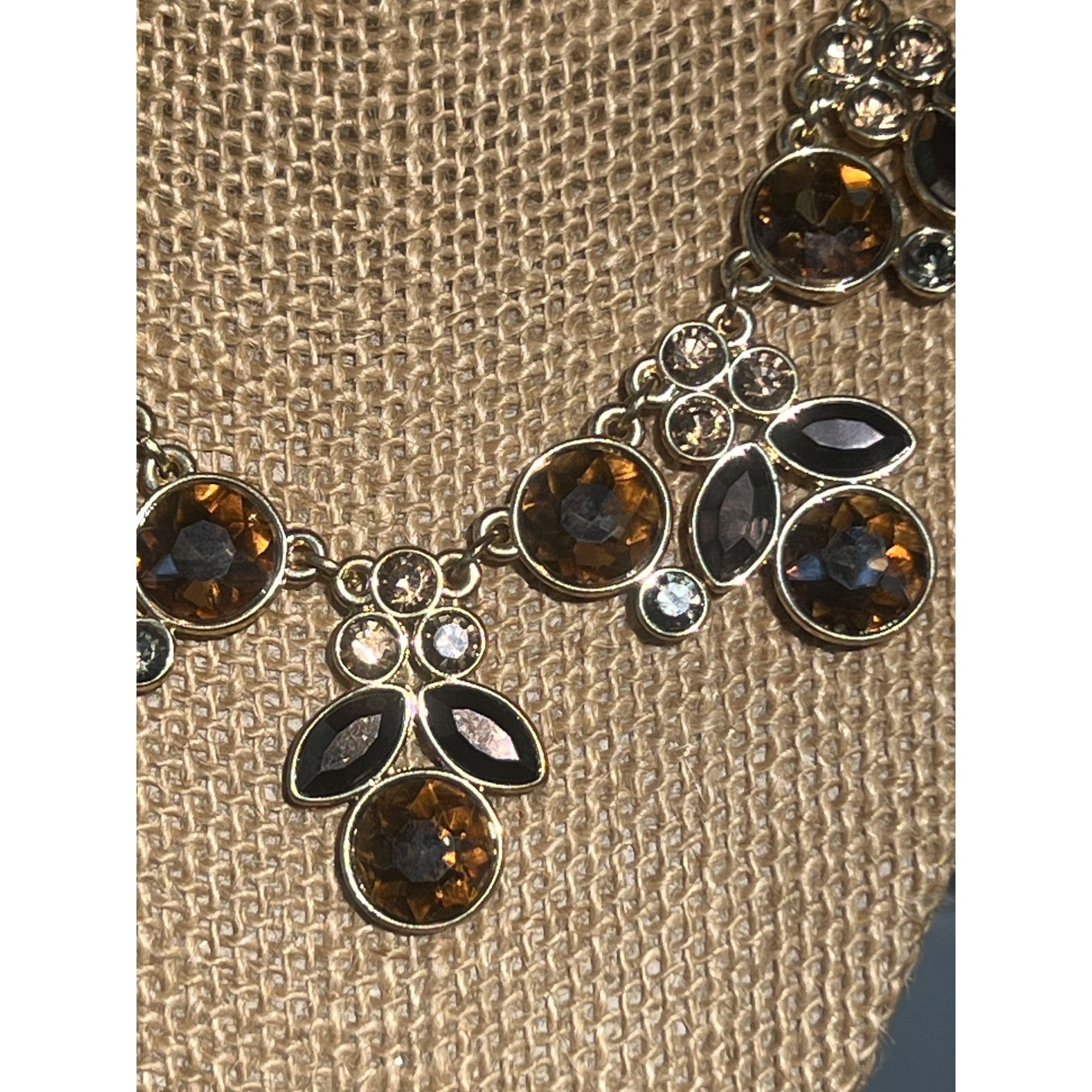 Liz Claiborne Liz Claiborne Gold Tone Bib Statement Necklace Brown Faceted Size ONE SIZE - 2 Thumbnail