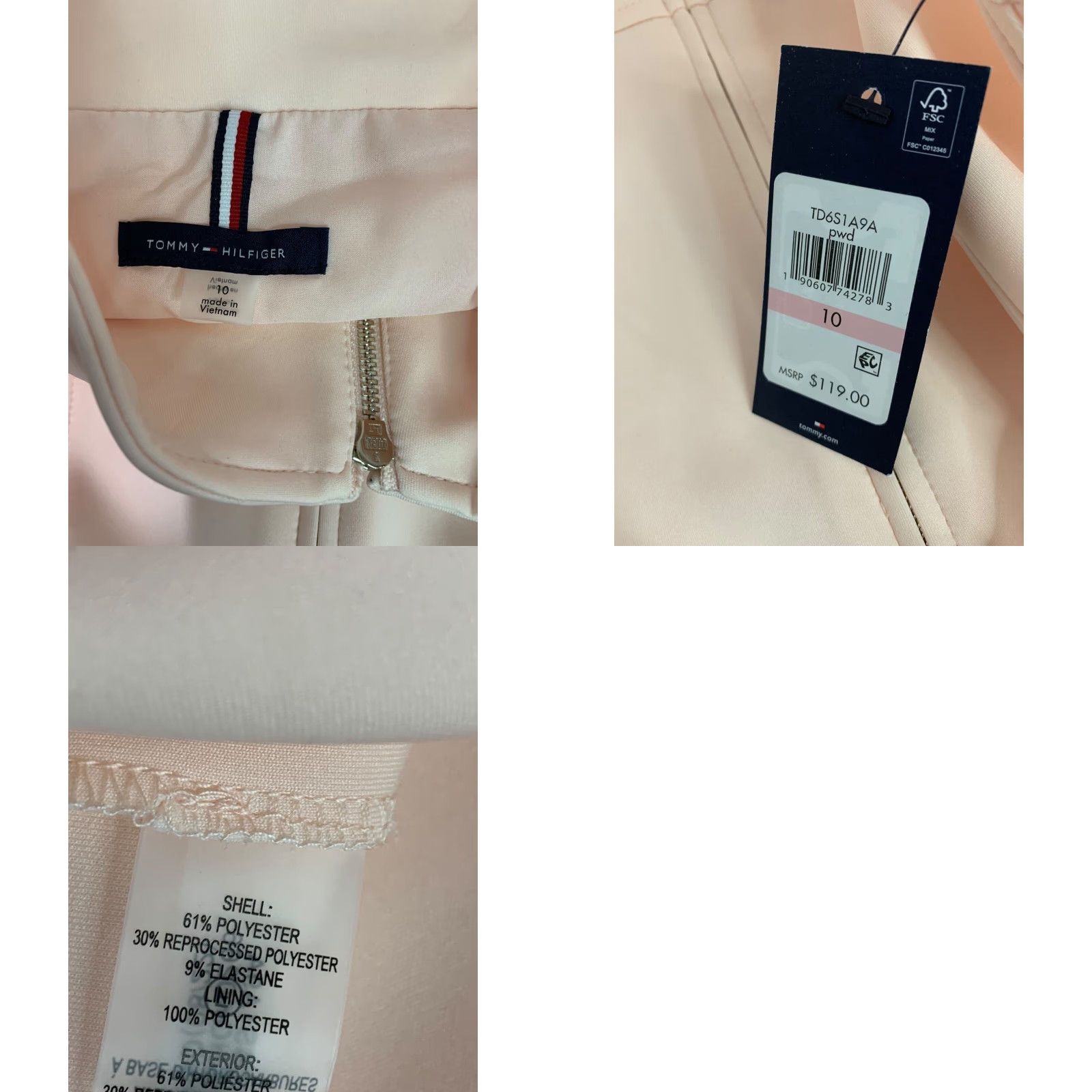 Tommy Hilfiger VINTAGE Tommy Hilfiger Scuba Dress Women Knee Length 10 Regular White Powder Pink TD6S1A9A Mens Size L / US 10 / IT 46 - 8 Thumbnail