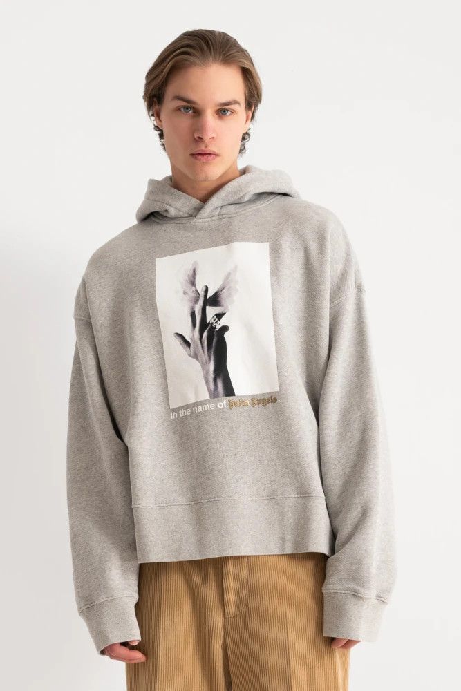 Palm Angels o1gr1nt0325 Wings Melange Hoodie in Grey Size US XXL / EU 58 / 5 - 2 Thumbnail
