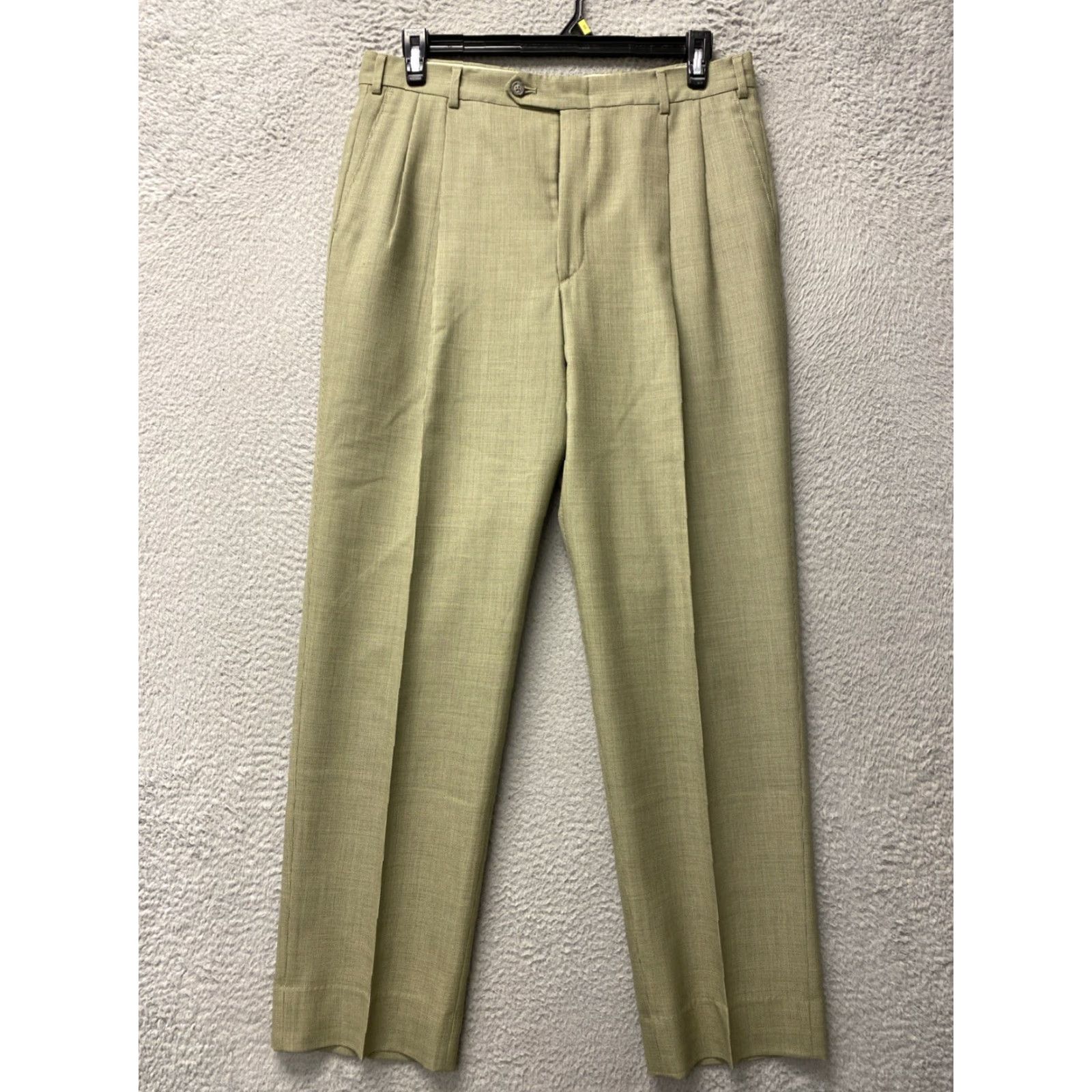 Nordstrom Balde For Nordstrom Dress Pants Men’s 35x34 Light Sage Green Wool / 0264 Size US 35 - 2 Thumbnail