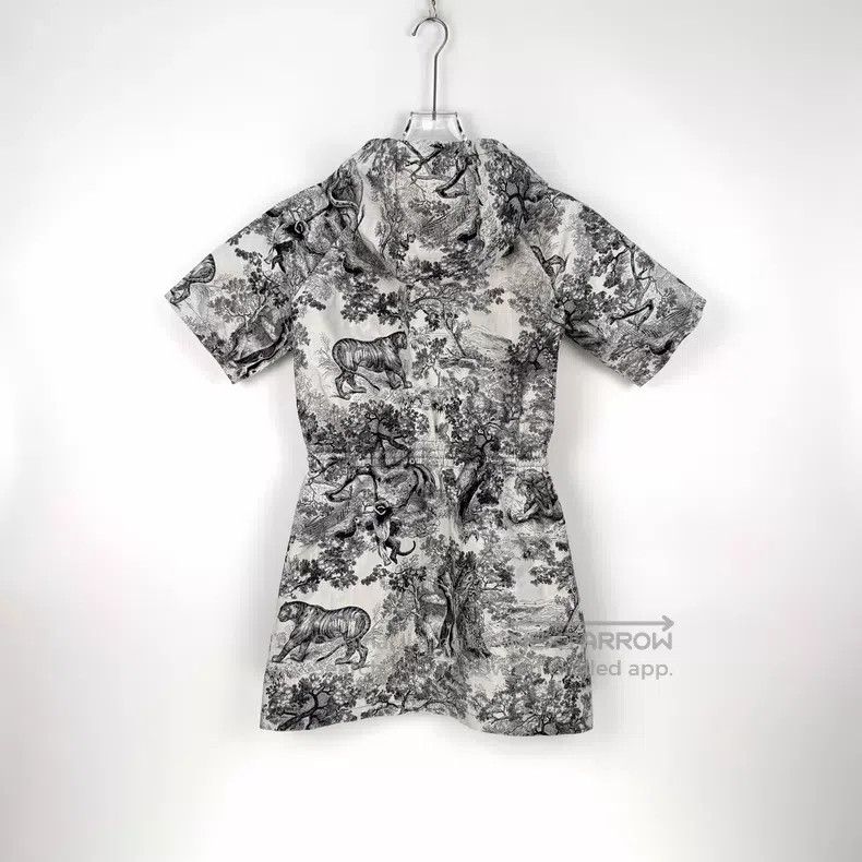 Dior Dior Dark blue and white zoo nylon short-sleeved hooded dr Size XS / US 0-2 / IT 36-38 - 4 Thumbnail