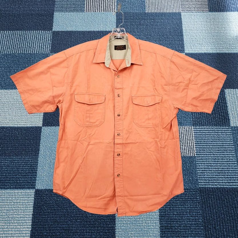 Eddie Bauer Eddie Bauer Shirt Mens XL Orange Twill Button-Up Short Sleeve Shirt Size US XL / EU 56 / 4 - 1 Thumbnail