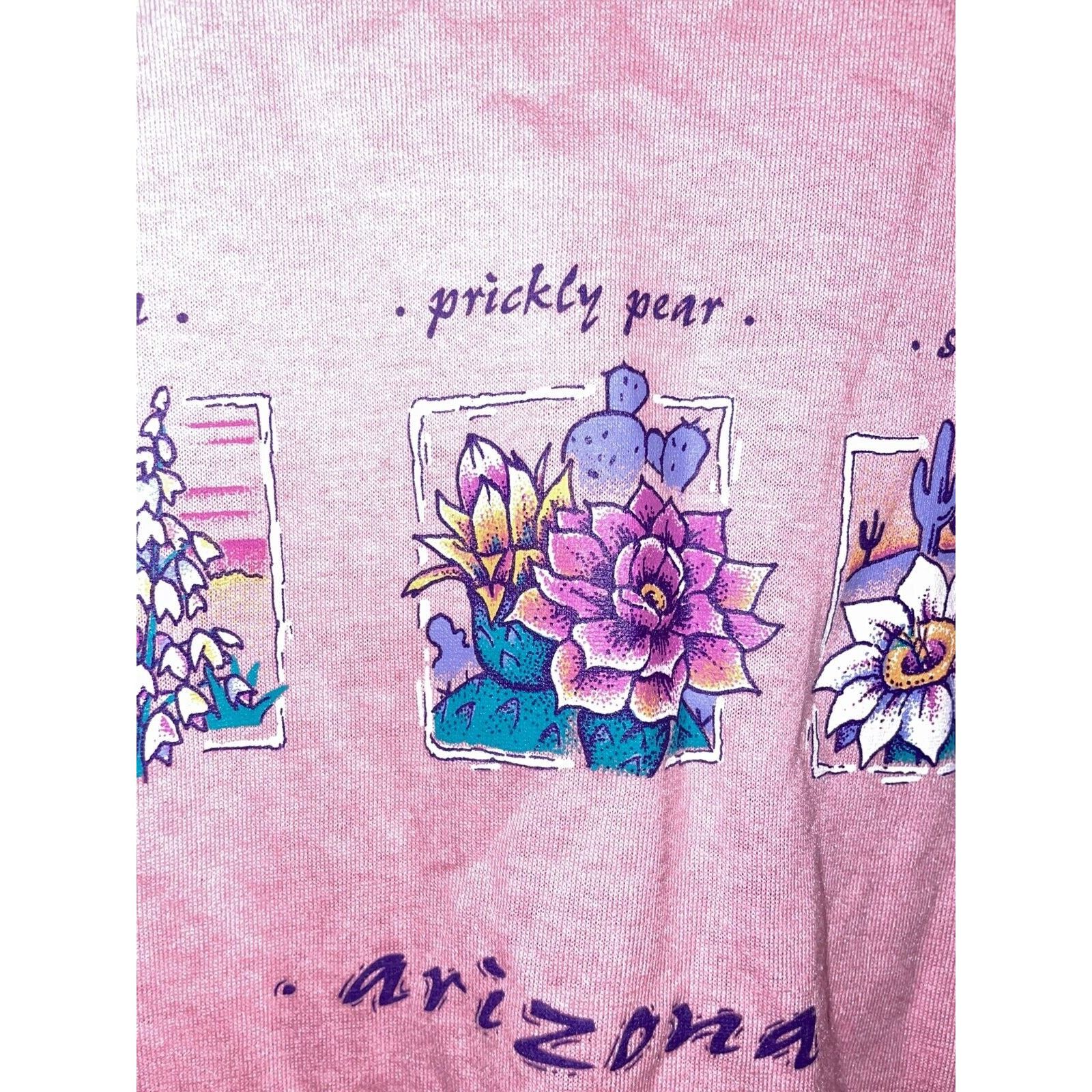 Jerzees Vintage Arizona Flower Shirt Yucca Prickly Pear AZ Tee 90s L Size US L / EU 52-54 / 3 - 3 Thumbnail
