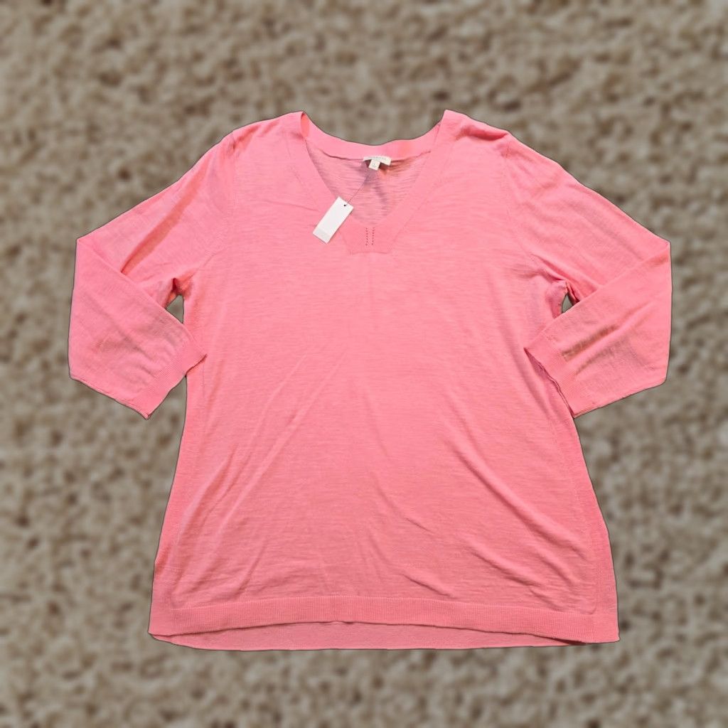 Talbots Talbots Sweater Womens Large Pink V-Neck Long Sleeve Lightweight Casual Basic Pullover Knit Classic Size L / US 10 / IT 46 - 1 Thumbnail