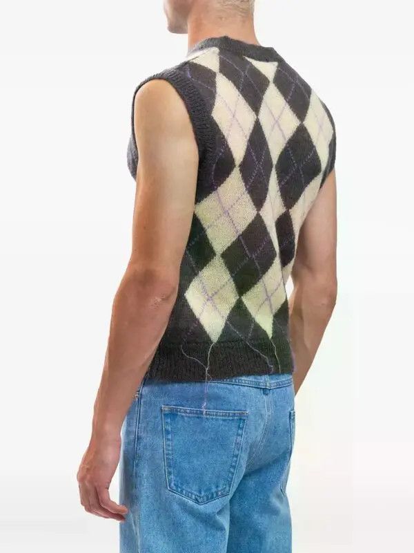Marni o1w1db11125 Argyle Sweater Vest in Grey Size US L / EU 52-54 / 3 - 3 Thumbnail
