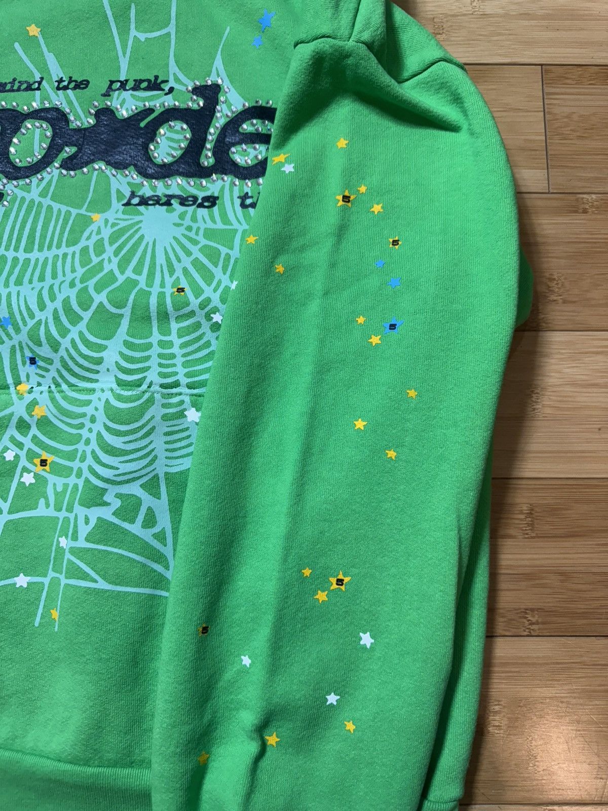 Sp5der SP5DER RHINESTONE PUNK V2 HOODIE GREEN - SIZE S Size US S / EU 44-46 / 1 - 5 Thumbnail