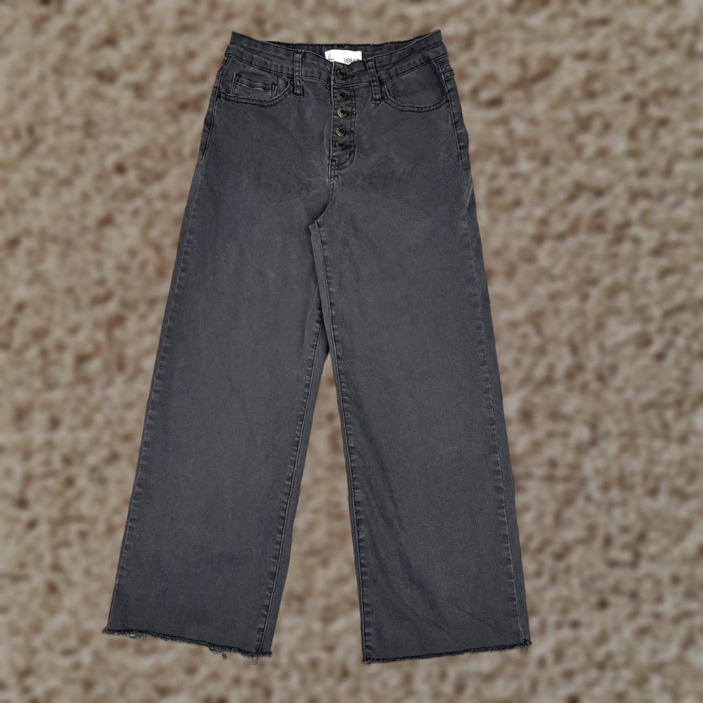Denime VERVET Jeans Women's 28 Gray Charcoal Wash Mid Rise Wide-Leg Crop 28x25 Denim Size 28" / US 6 / IT 42 - 1 Thumbnail