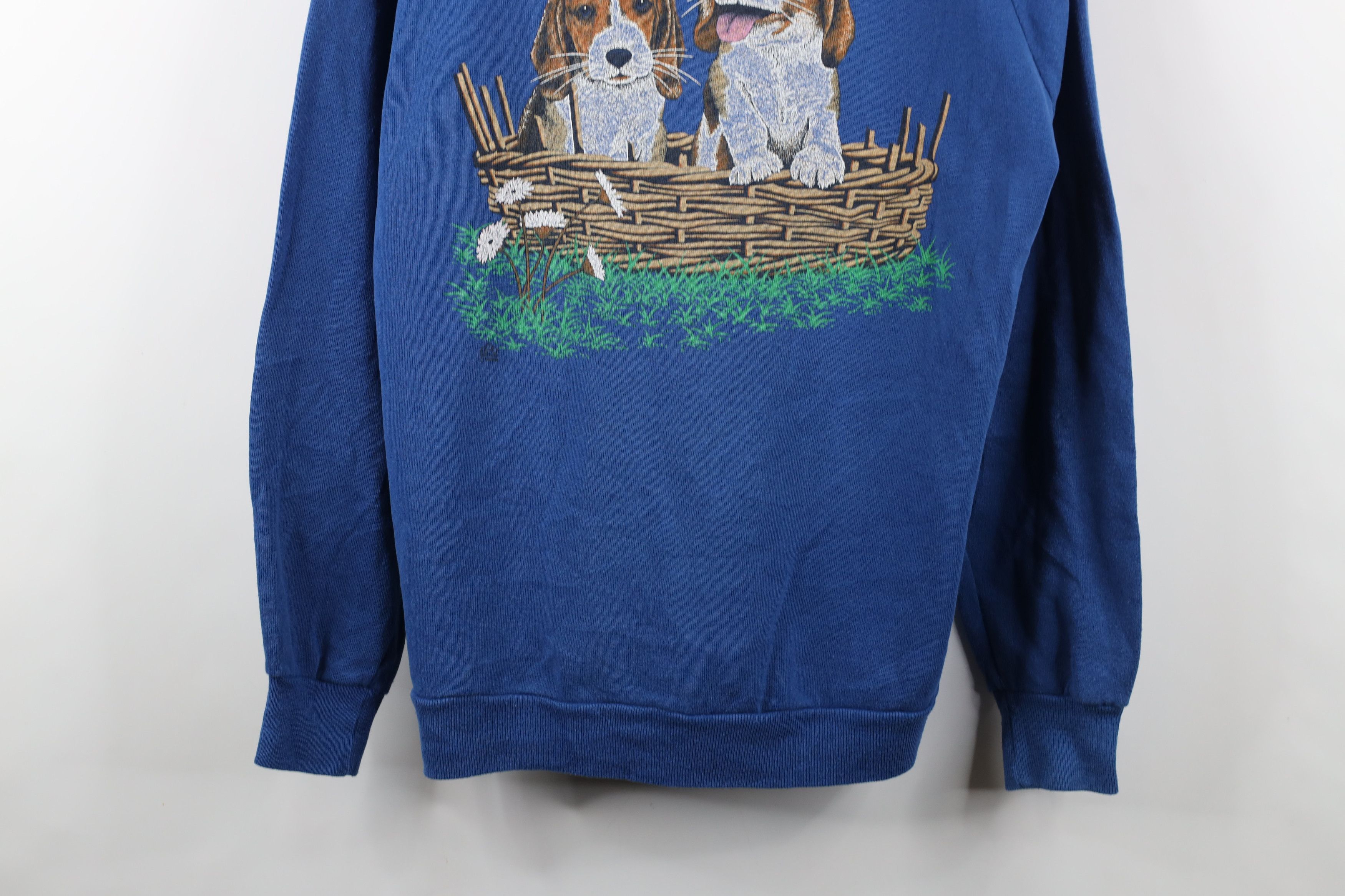 Vintage Vintage 90s Streetwear Puppies Dogs Sweatshirt Blue USA Size XL / US 12-14 / IT 48-50 - 3 Thumbnail