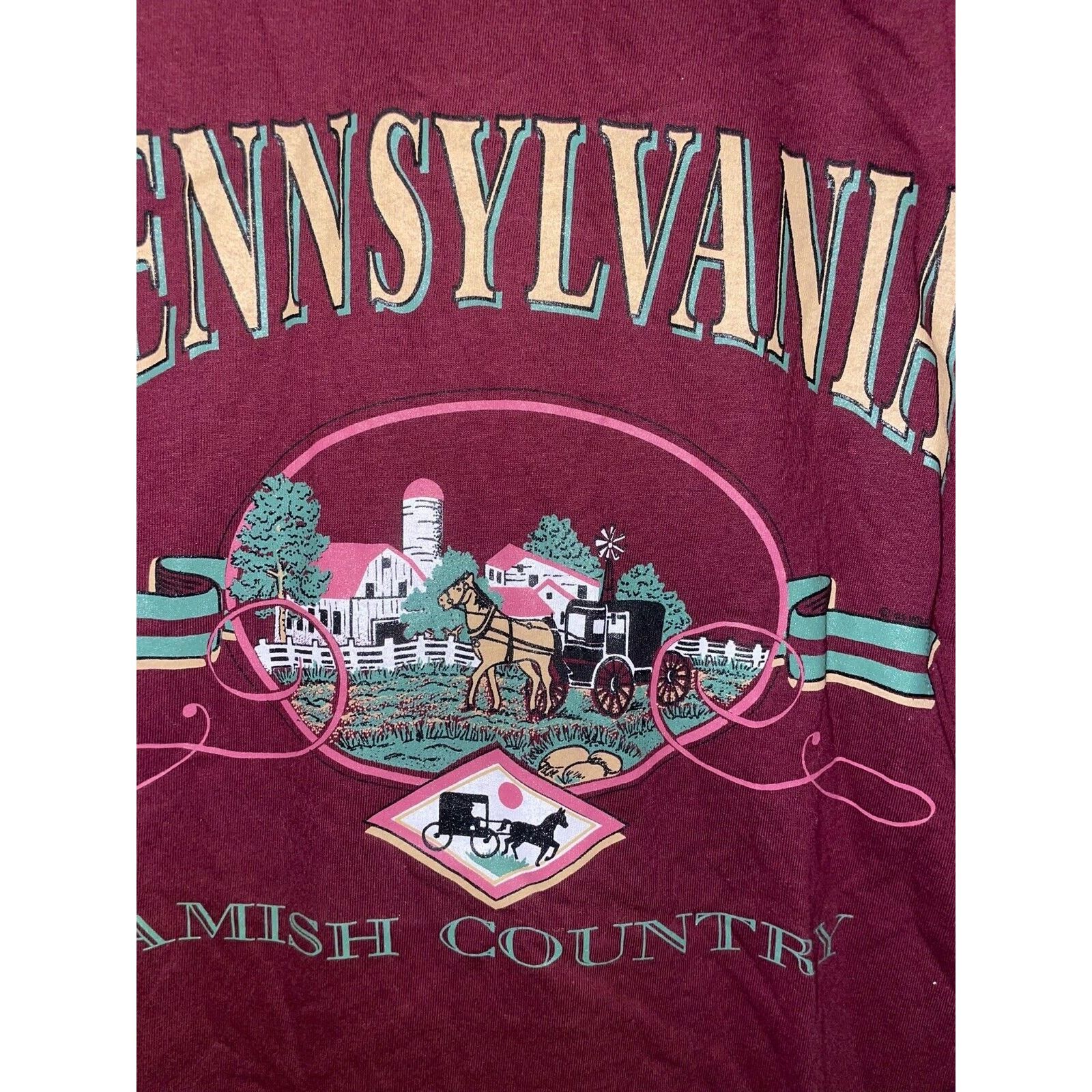Jerzees Vintage Pennsylavnia Shirt Amish Country Red Tee VTG 90s M Size US M / EU 48-50 / 2 - 2 Thumbnail