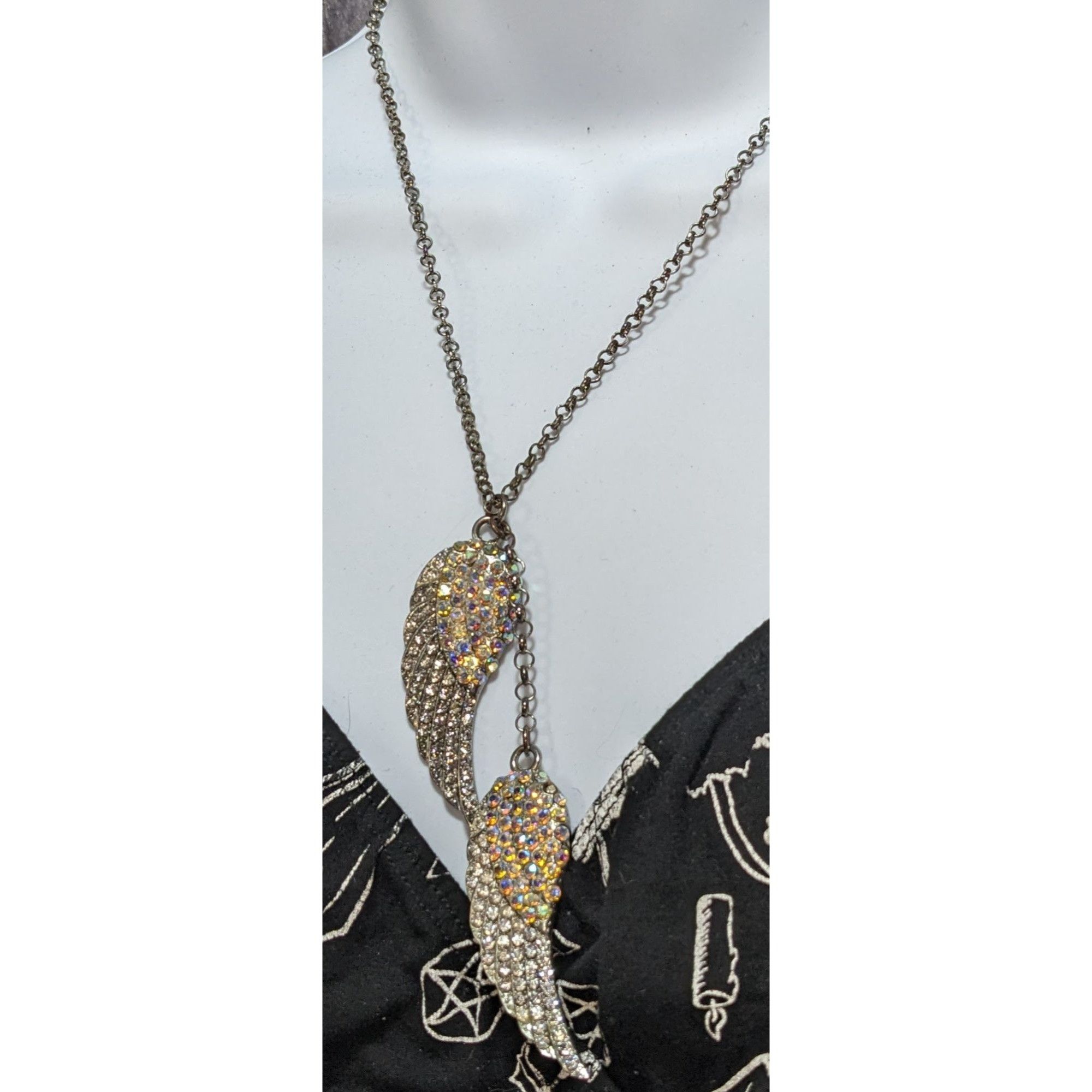 Other Whimsical Angel Wing Necklace With Aurora Borealis Crystals Size ONE SIZE - 5 Thumbnail