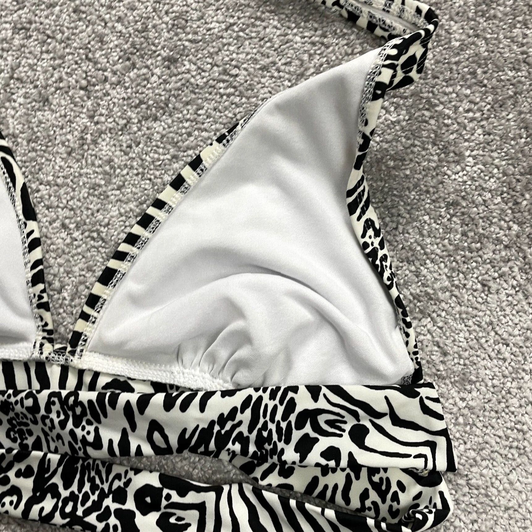 Triangl Unbranded Women's Bikini Top Small Black White Leopard Animal Print Halter Beach Backless Swimwear Size S / US 4 / IT 40 - 6 Thumbnail