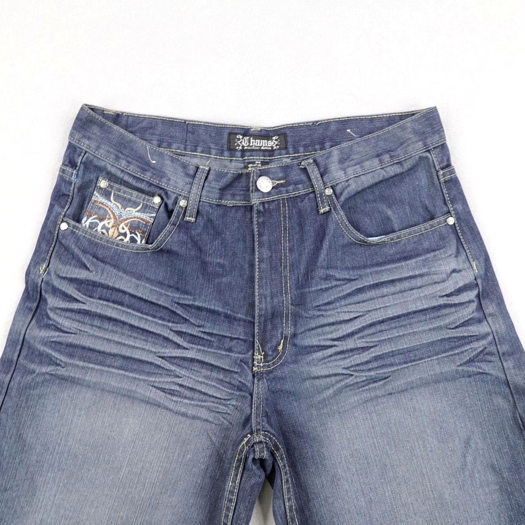 Vintage VINTAGE Chams Shorts Mens 34 Blue Denim Jean Jorts Baggy Loose Embroidered Y K Size US 34 / EU 50 - 2 Thumbnail