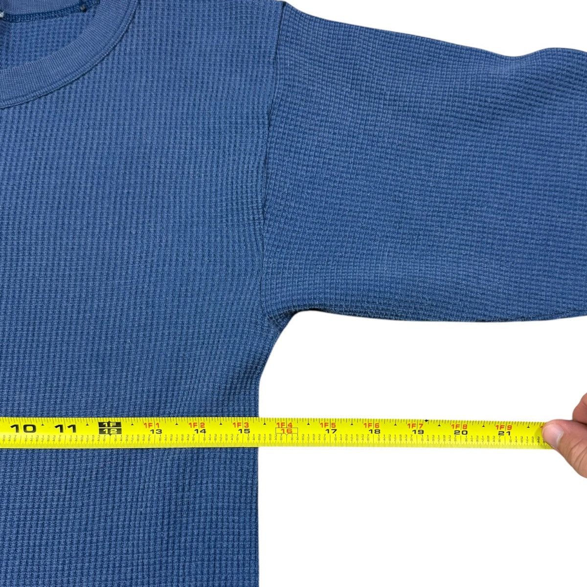 Vintage Vintage 70s 80s Handtex Blue Waffle Knit Long Sleeve Shirt L Size US L / EU 52-54 / 3 - 5 Thumbnail