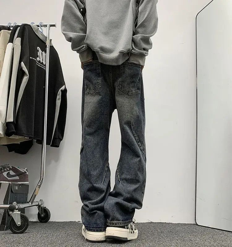 Japanese Brand Retro washed loose fitting straight leg jeans Size US 32 / EU 48 - 5 Thumbnail