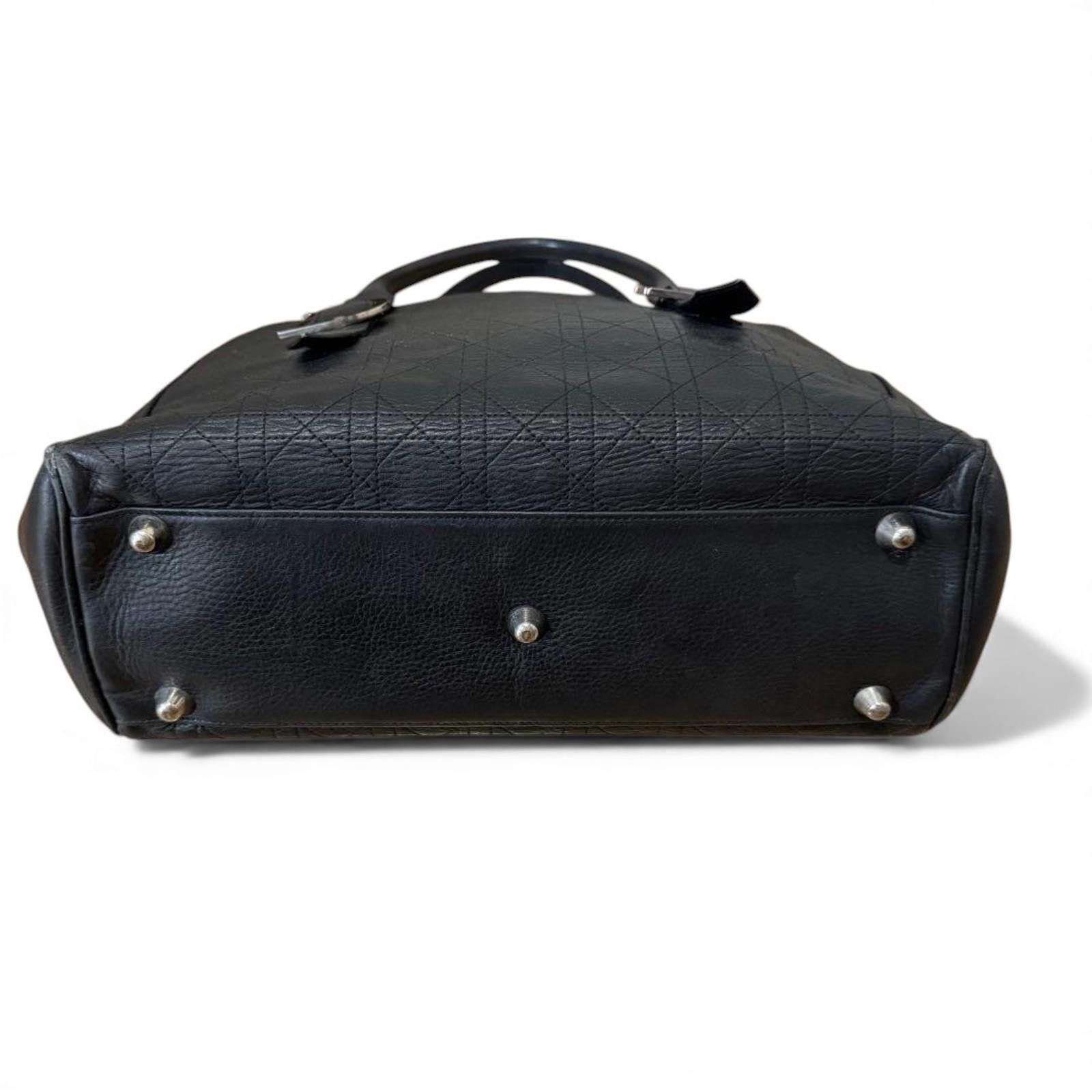 Dior Dior - Black Leather Handbag with Silver 'D' Buckles Size ONE SIZE - 6 Thumbnail