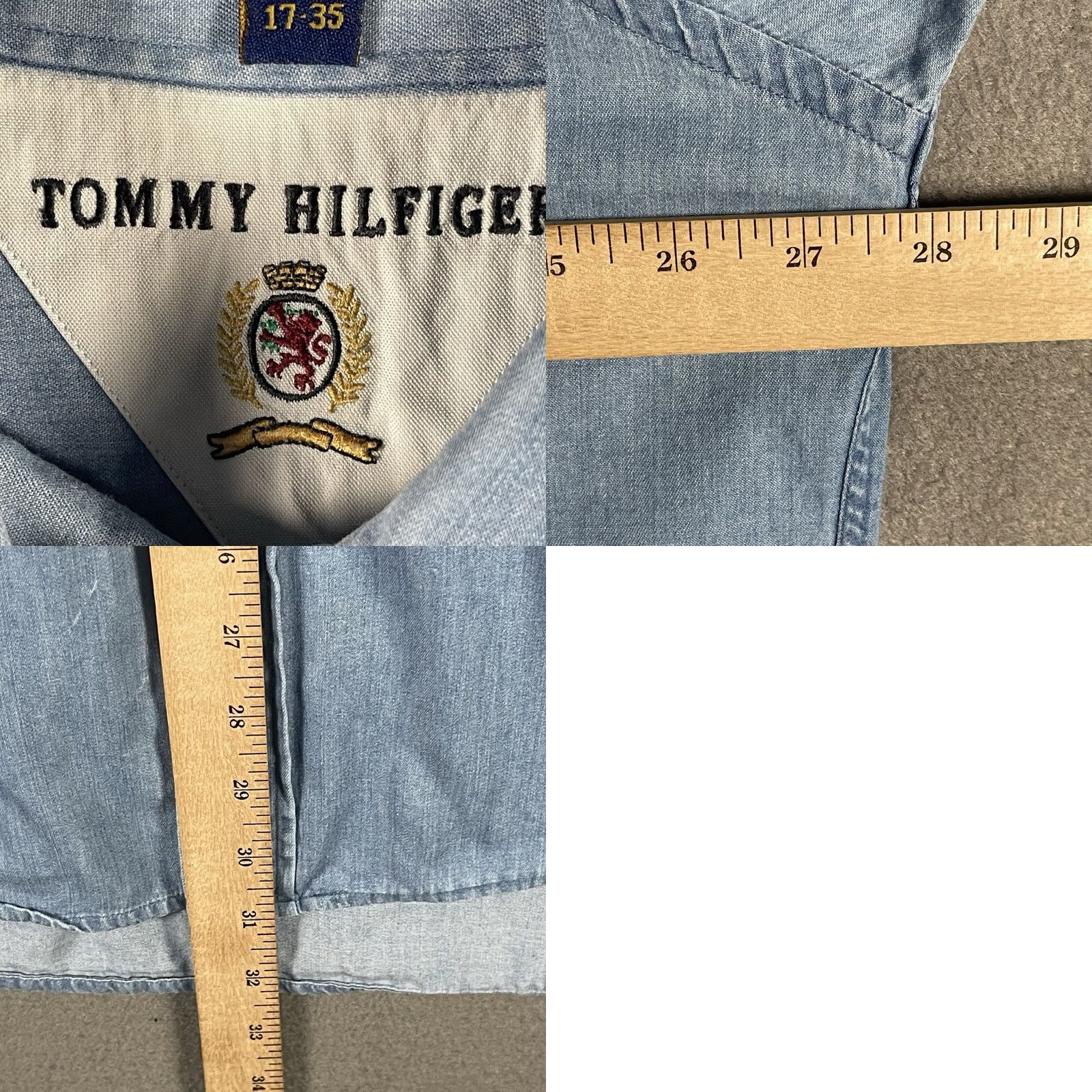 Tommy Hilfiger VINTAGE Tommy Hilfiger Shirt 17-35 Light Blue Long Sleeve Preppy Crest VTG Link Size US XL / EU 56 / 4 - 8 Thumbnail