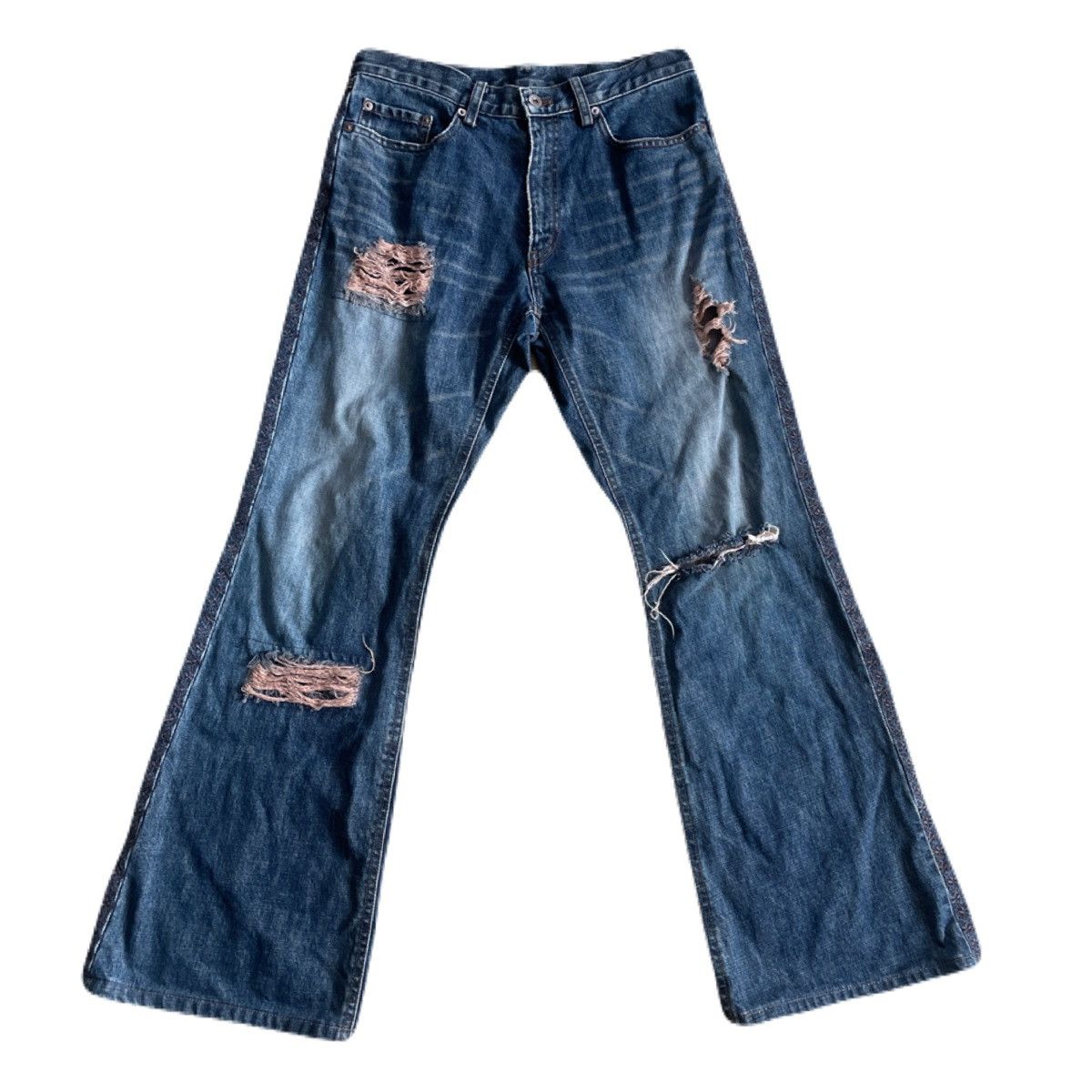 If Six Was Nine 2000s Japanese archive Vkei Distressed Flare Mud-wash Jeans Size US 30 / EU 46 - 2 Thumbnail