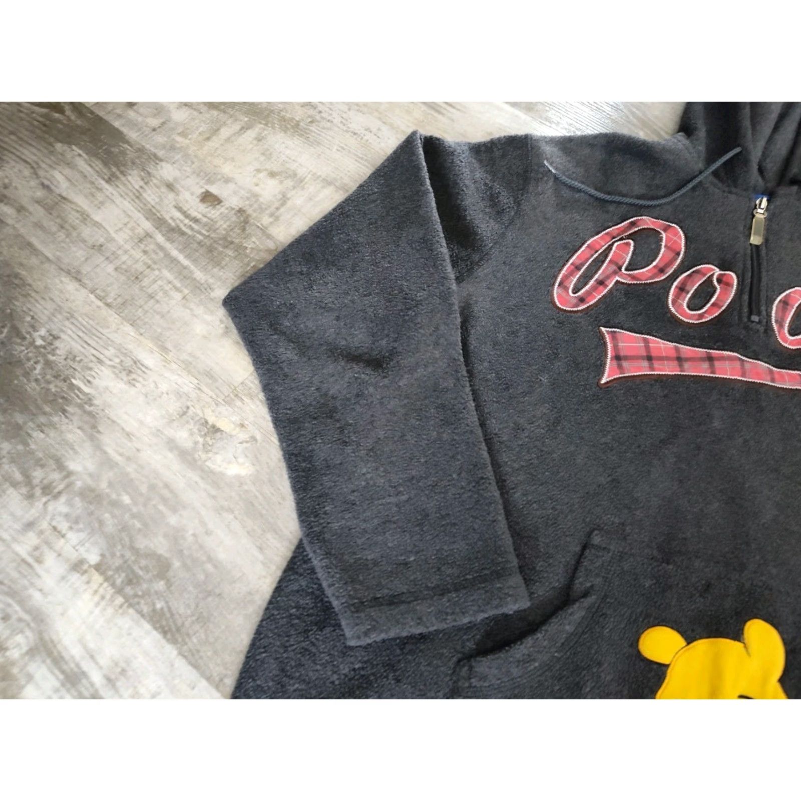 Disney VINTAGE Disney Winnie the Pooh Hoodie Womens L Gray Fleece 1/4 Zip Long Sleeve Activewear Size L / US 10 / IT 46 - 5 Thumbnail