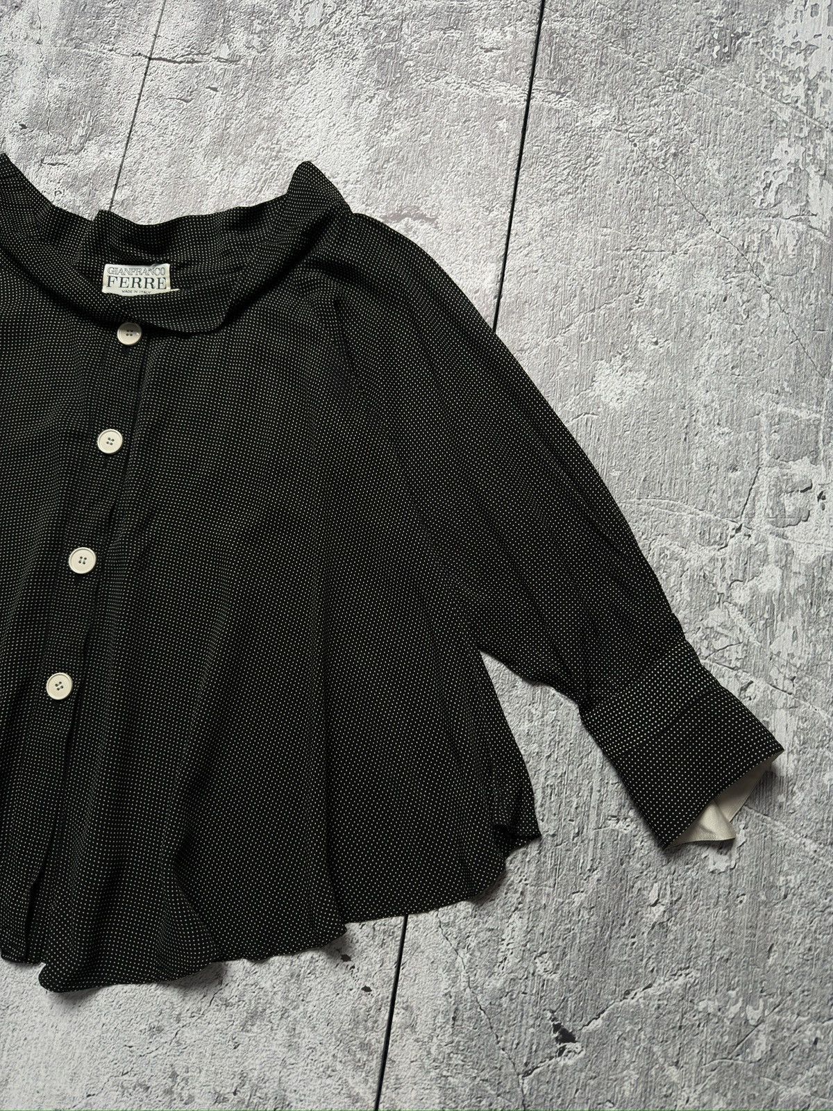 Gianfranco Ferre Rare 80s Gianfranco Ferre Dei Mattioli Silk Polka Dot Blouse Size L / US 10 / IT 46 - 4 Thumbnail