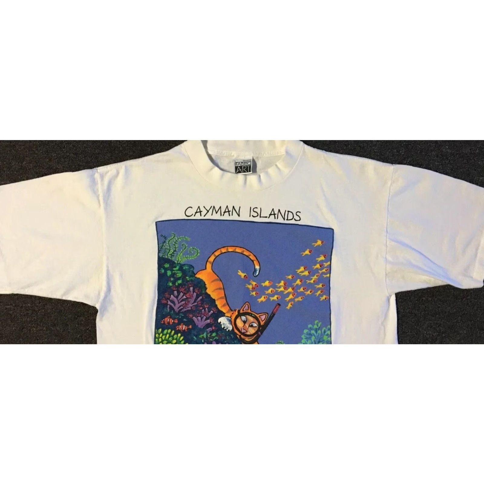 Vintage Vtg 90s Cayman Islands Faded Scuba Cat Shirt M L Funny Art Animal Beach Grunge Size US M / EU 48-50 / 2 - 6 Thumbnail