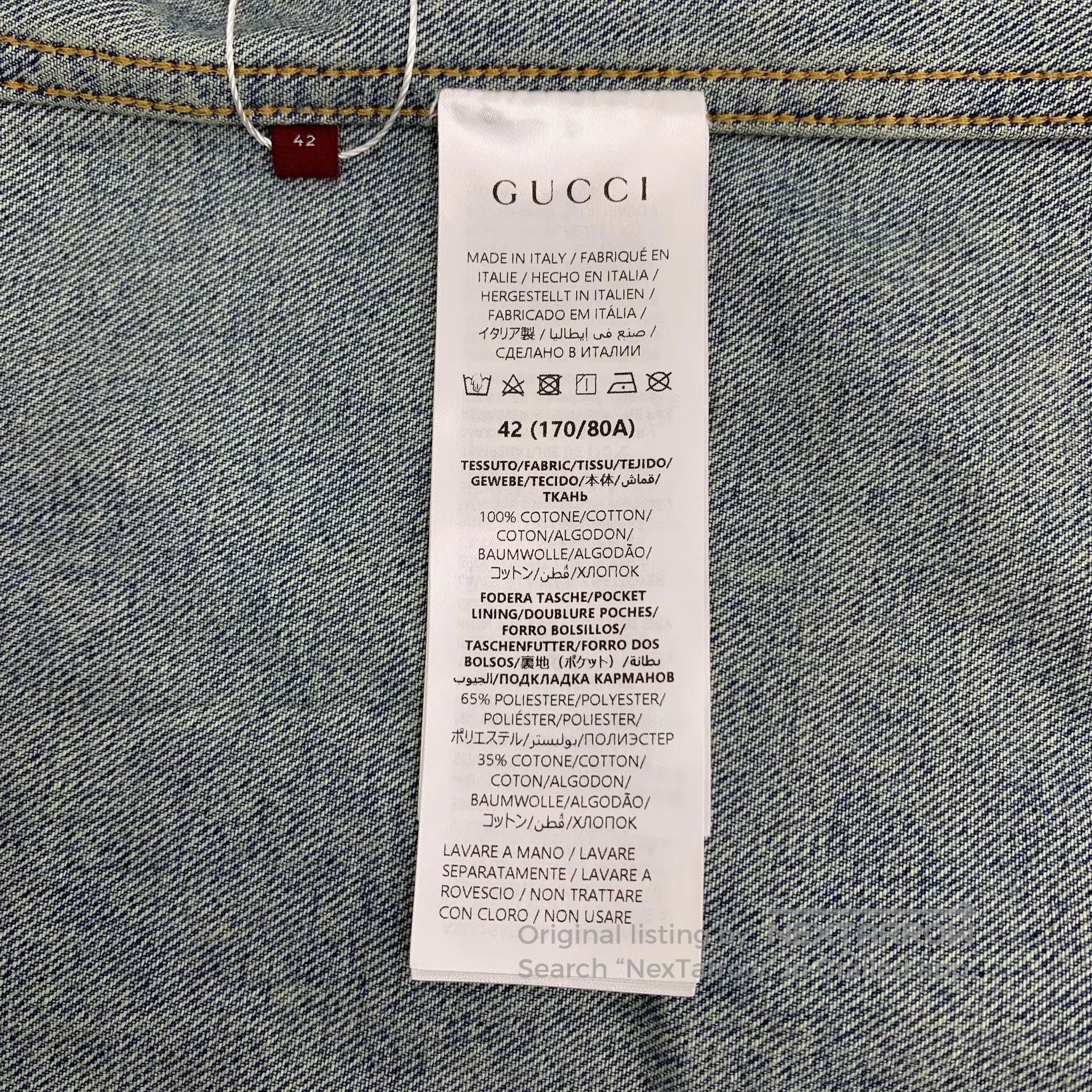 Gucci Guicci Blue washed logo lettering printed cotton button-do Size M / US 6-8 / IT 42-44 - 8 Thumbnail