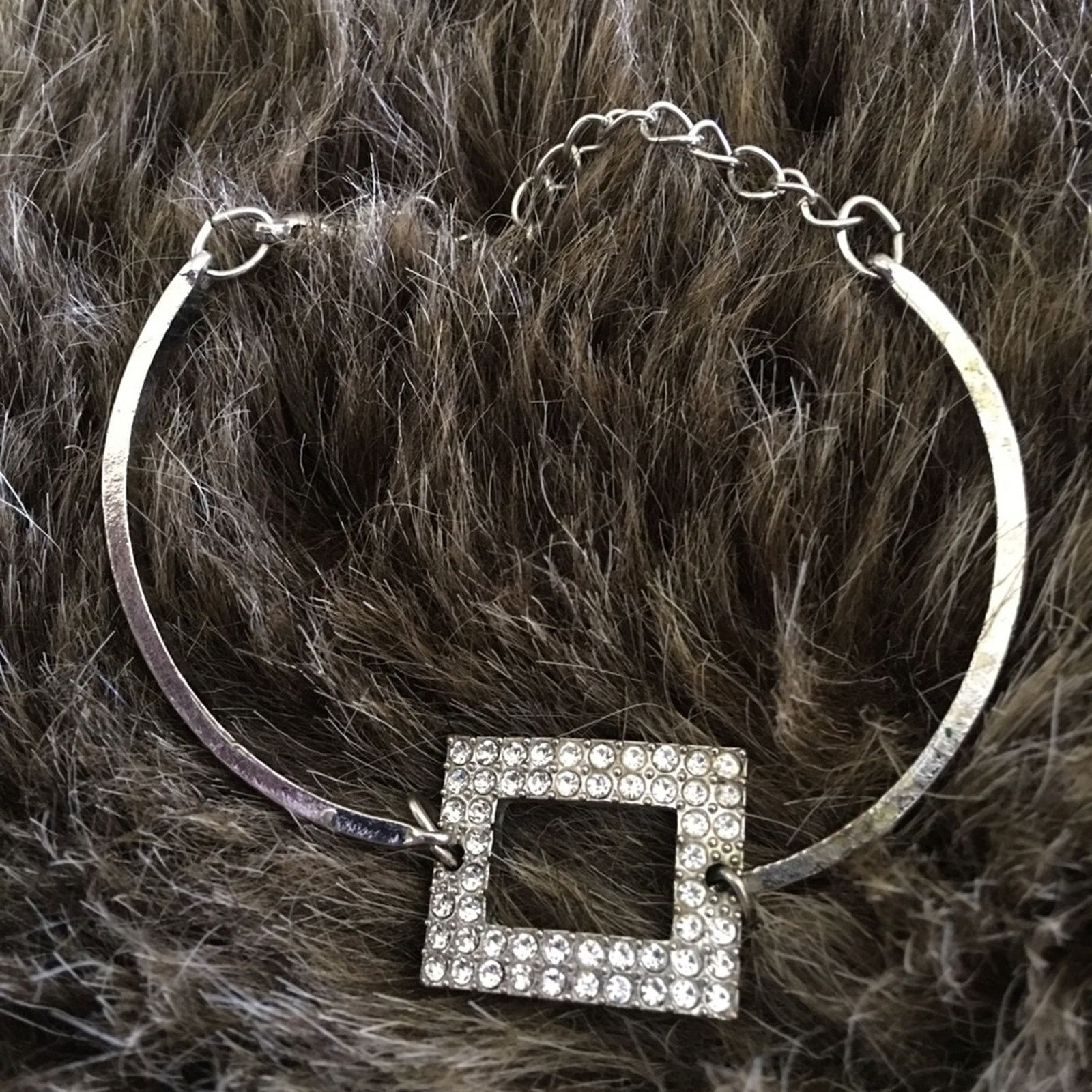 Jewelry Rhinestone silver tone bar link bracelet Size ONE SIZE - 1 Thumbnail