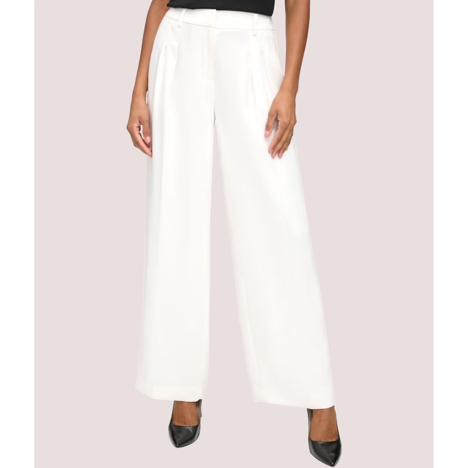 Karl Lagerfeld Karl Lagerfeld Womens White Wide Leg Casual Pants Size 10 Size 32" / US 10 / IT 46 - 1 Thumbnail