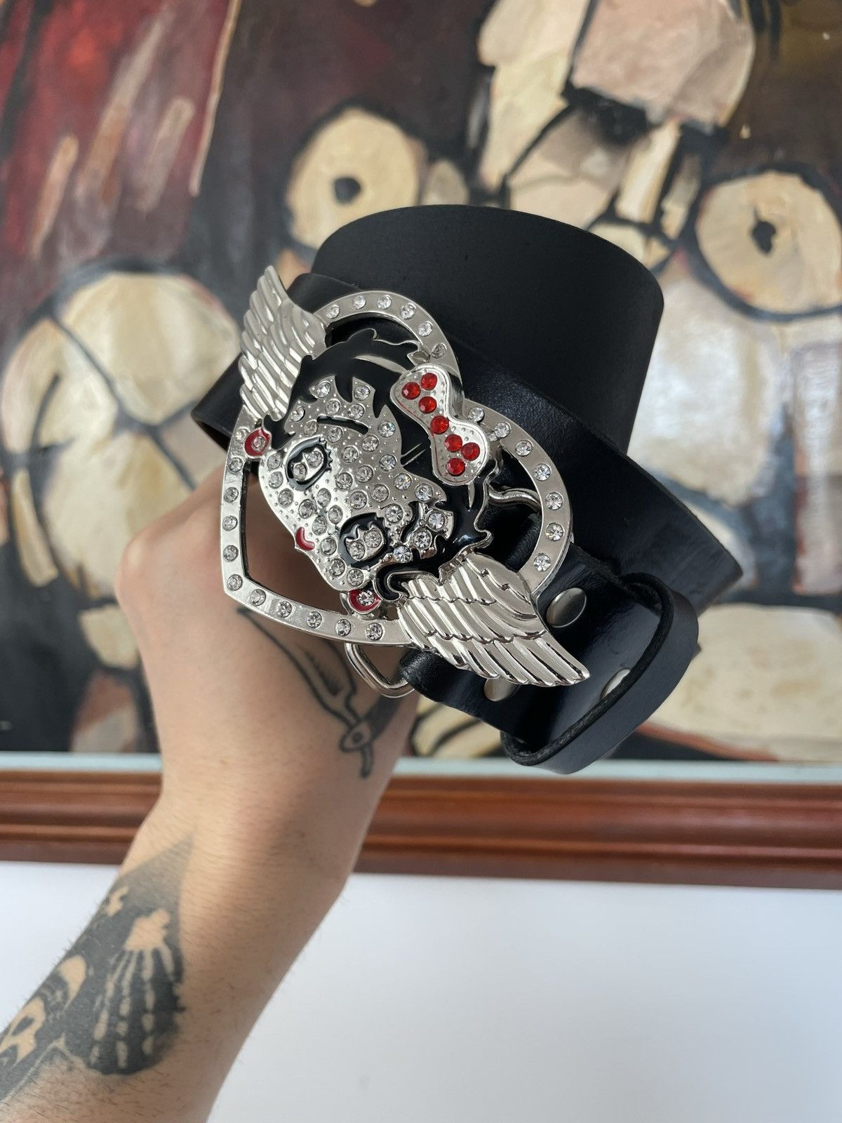 image of Y2K Betty Boop Buckle Avant Garde Black Belt, Men's