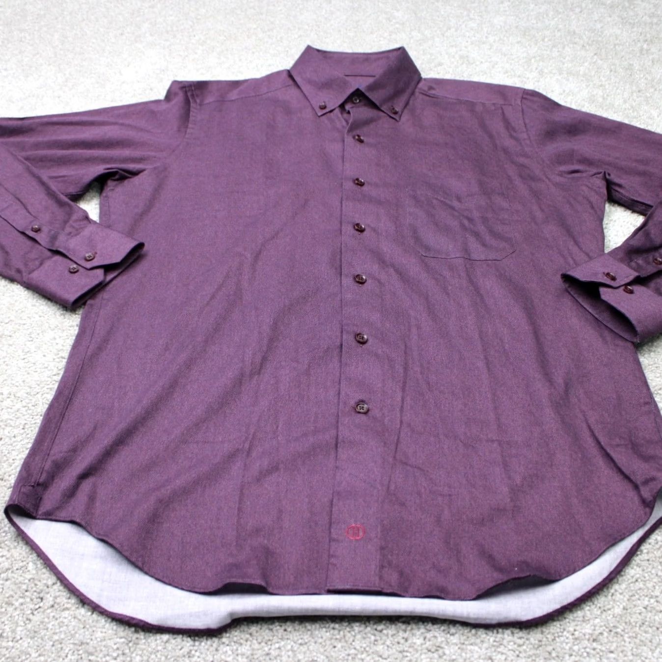 David Donahue David Donahue Shirt Mens Large Purple 100% Cotton Long Sleeve Button Down Size US L / EU 52-54 / 3 - 3 Thumbnail