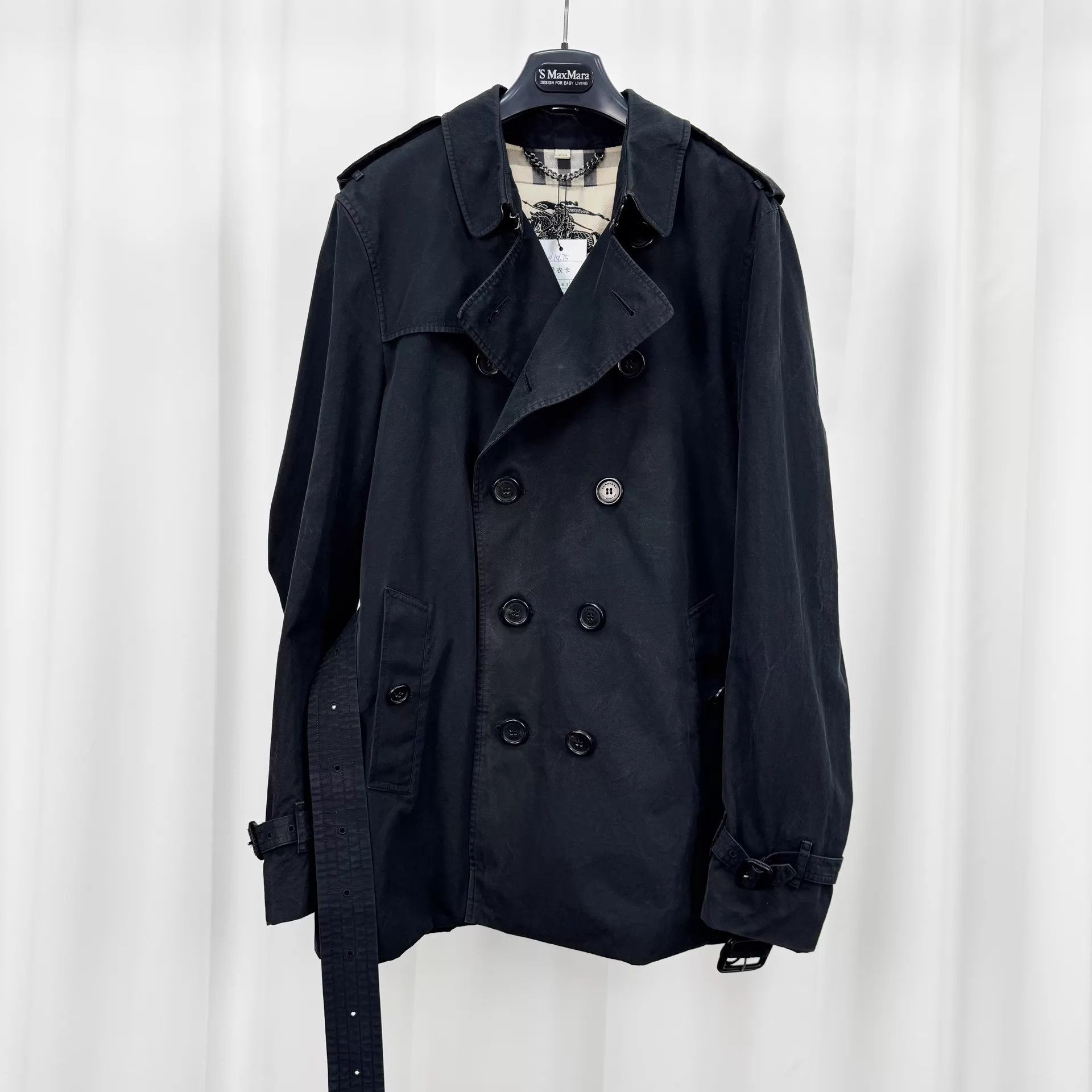 Burberry Burberry Black Lined Check Trench Coat 54 9/10 Fading Size US L / EU 52-54 / 3 - 1 Thumbnail