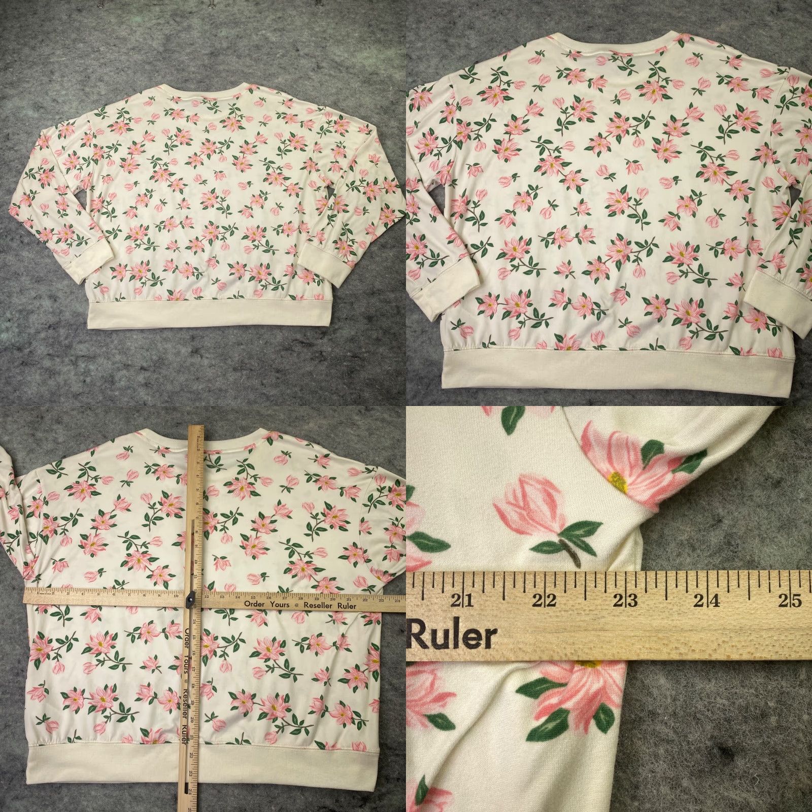 Vintage Draper James Sweatshirt Womens XL Beige Floral Long Sleeve Crew Neck Pullover Casual, Travel Size XL / US 12-14 / IT 48-50 - 8 Thumbnail