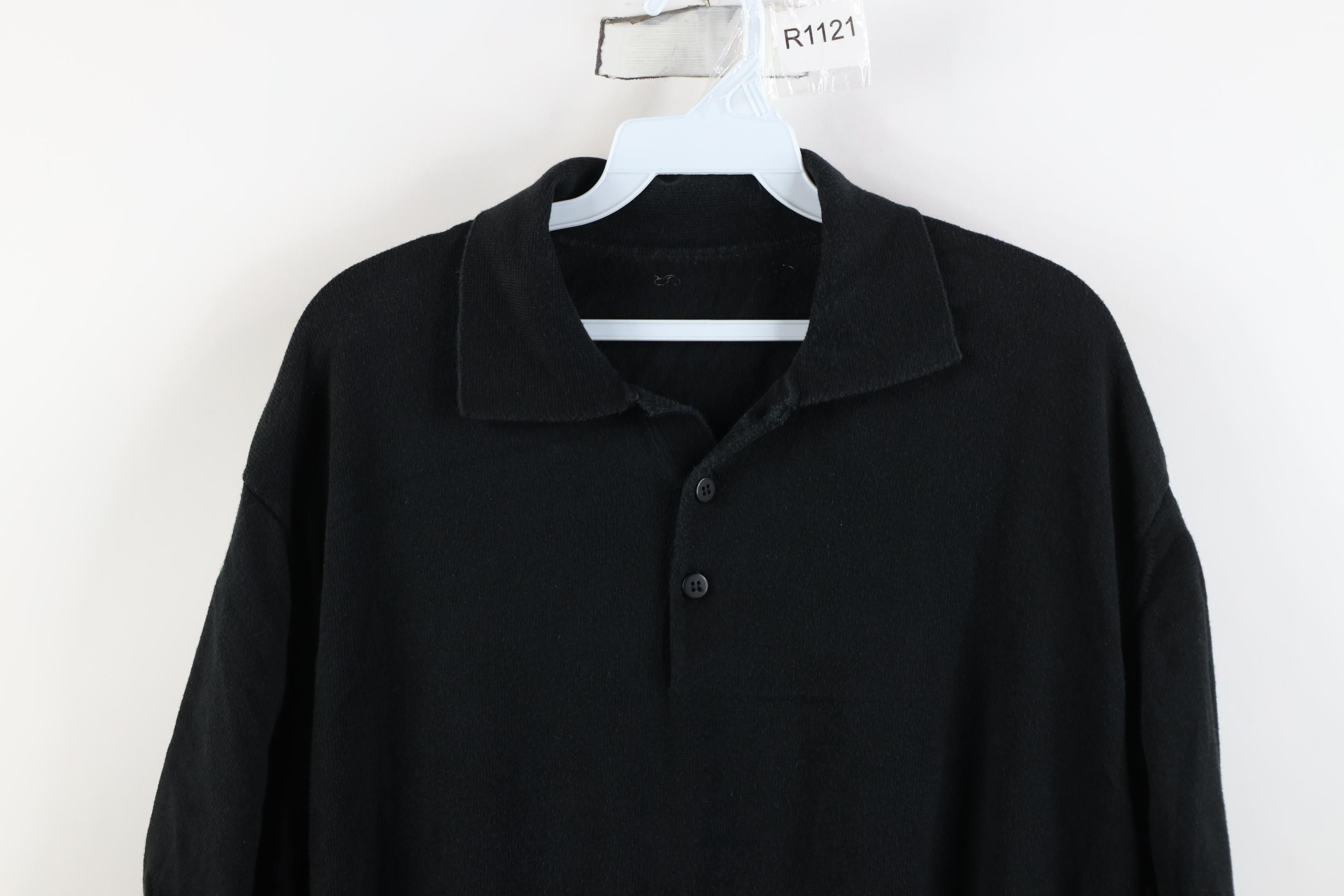 Vintage Vintage 90s Streetwear Knit Collared Pullover Polo Black Size US XL / EU 56 / 4 - 2 Thumbnail