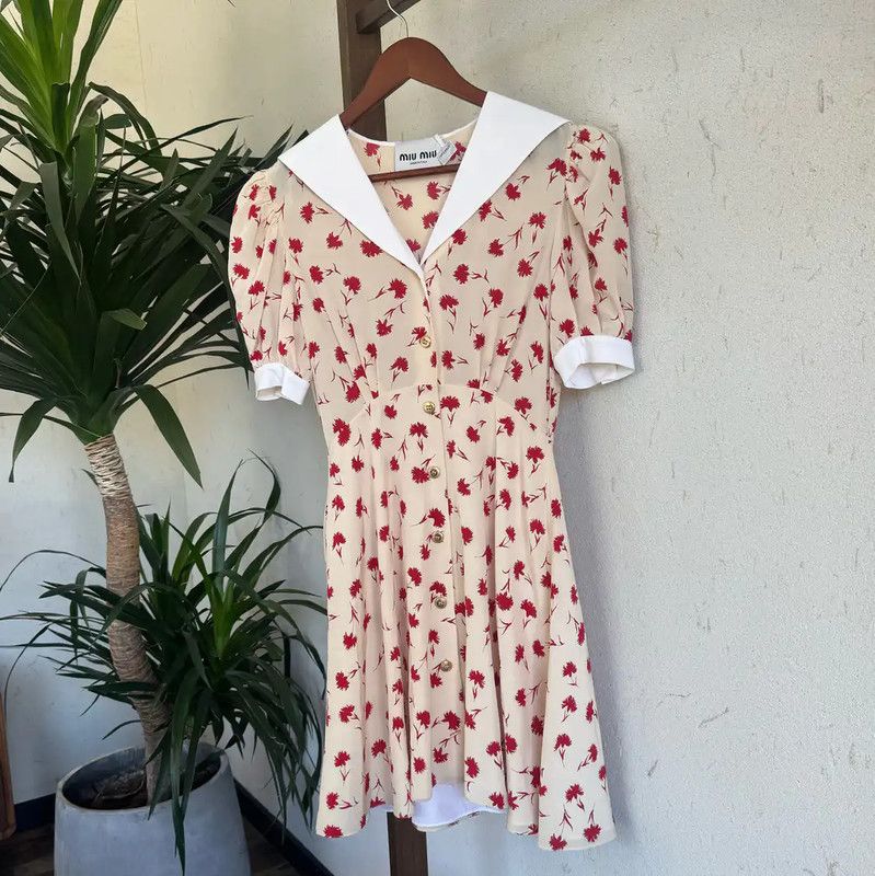 Miu Miu Miu Miu Floral Print Silk Dress Summer Edition 0089 Size S / US 4 / IT 40 - 1 Thumbnail