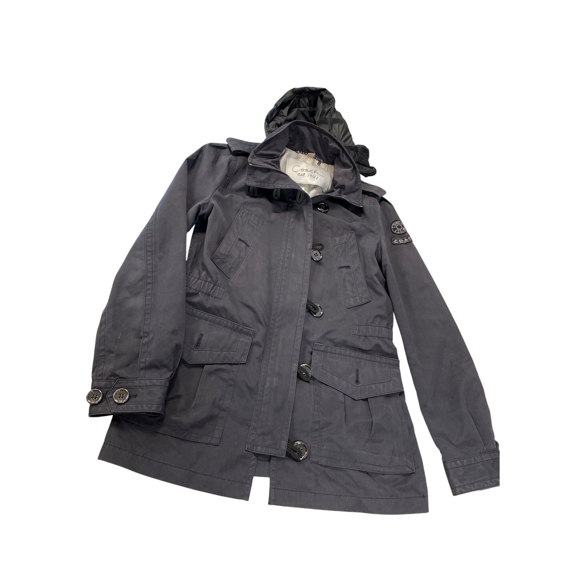 Coach Coach Womans Black Hooded Rain Trench Jacket Coat size XS SK Size XS / US 0-2 / IT 36-38 - 1 Thumbnail