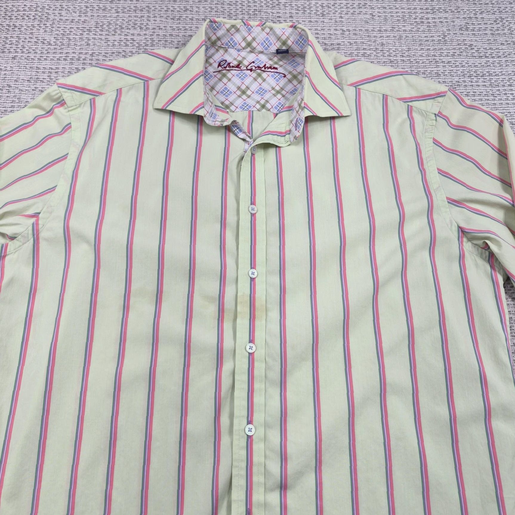 Robert Graham Robert Graham Shirt Mens 2XL Button Up Green Pink Stripe Long Sleeve Casual Shirt Size US XXL / EU 58 / 5 - 4 Thumbnail