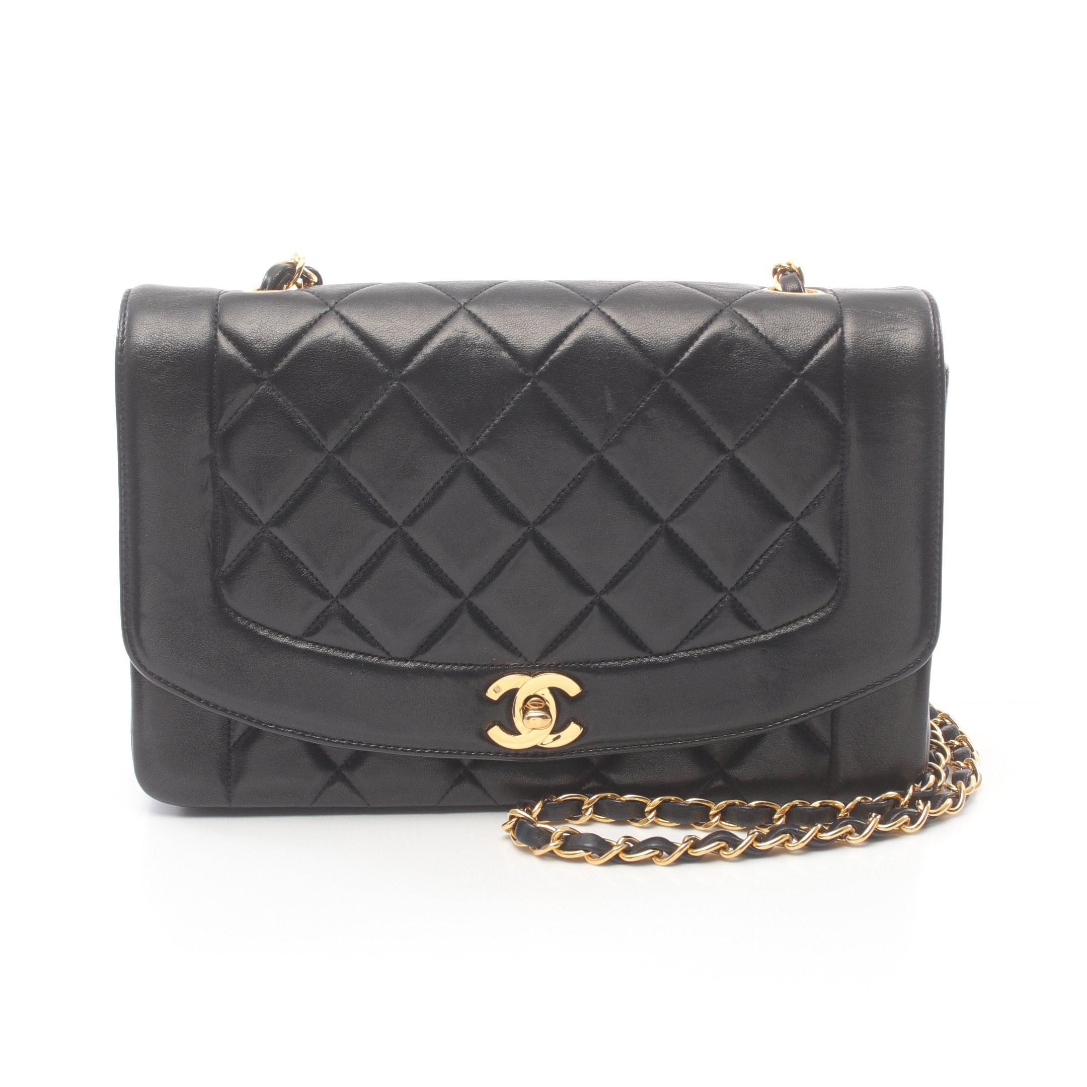 Chanel Chanel Matelasse Diana Flap Chain Shoulder Bag Lambskin Black Gold Hardware Size ONE SIZE - 1 Thumbnail