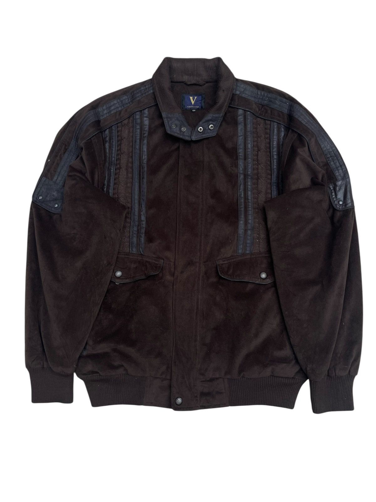 Japanese Brand Vintage Carlo Valentino Dark Green Jacket Leather Accents Size US M / EU 48-50 / 2 - 1 Thumbnail
