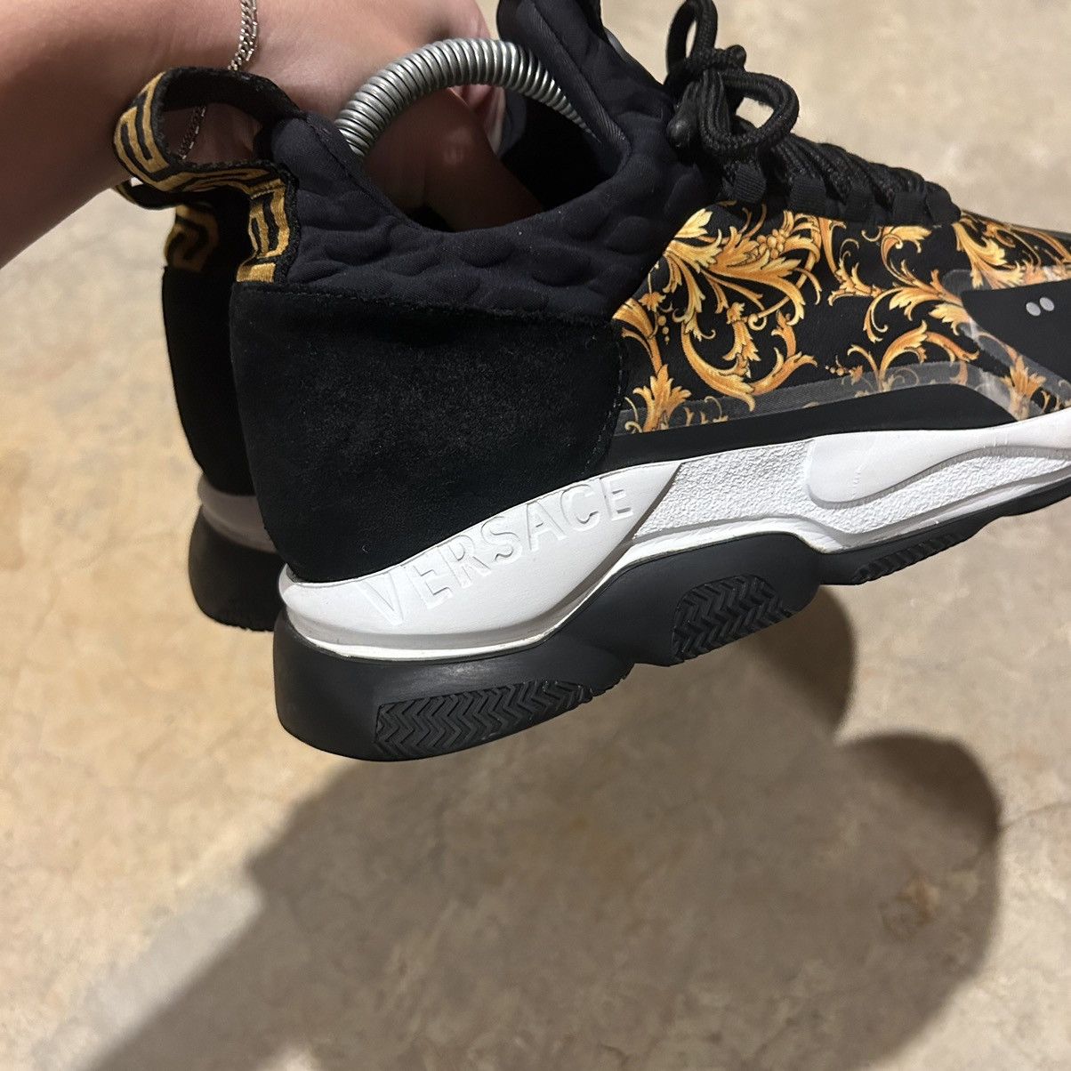 Designer × Versace Versace Cross Chainer Baroque Print Gold Black Shoes EU 40.5 Size US 7.5 / EU 40-41 - 7 Thumbnail