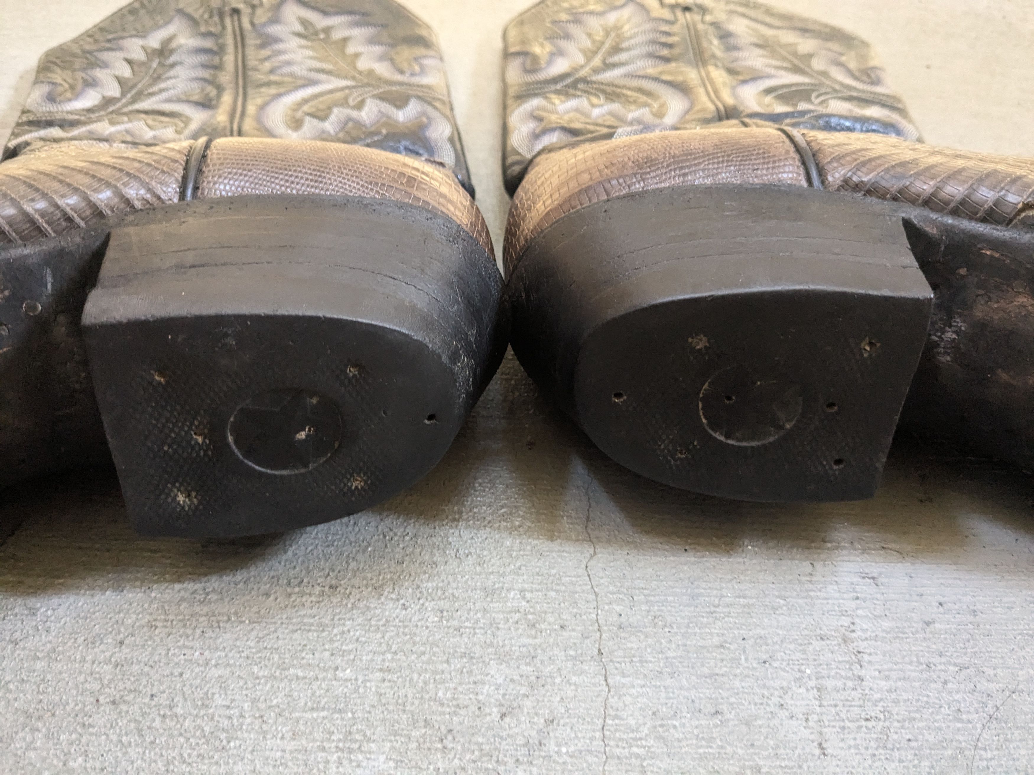 Genuine Leather Panhandle Slim Cowboy Boots 10.5 D Lizard Olive Black 10.5 Size US 10.5 / EU 43-44 - 19 Thumbnail