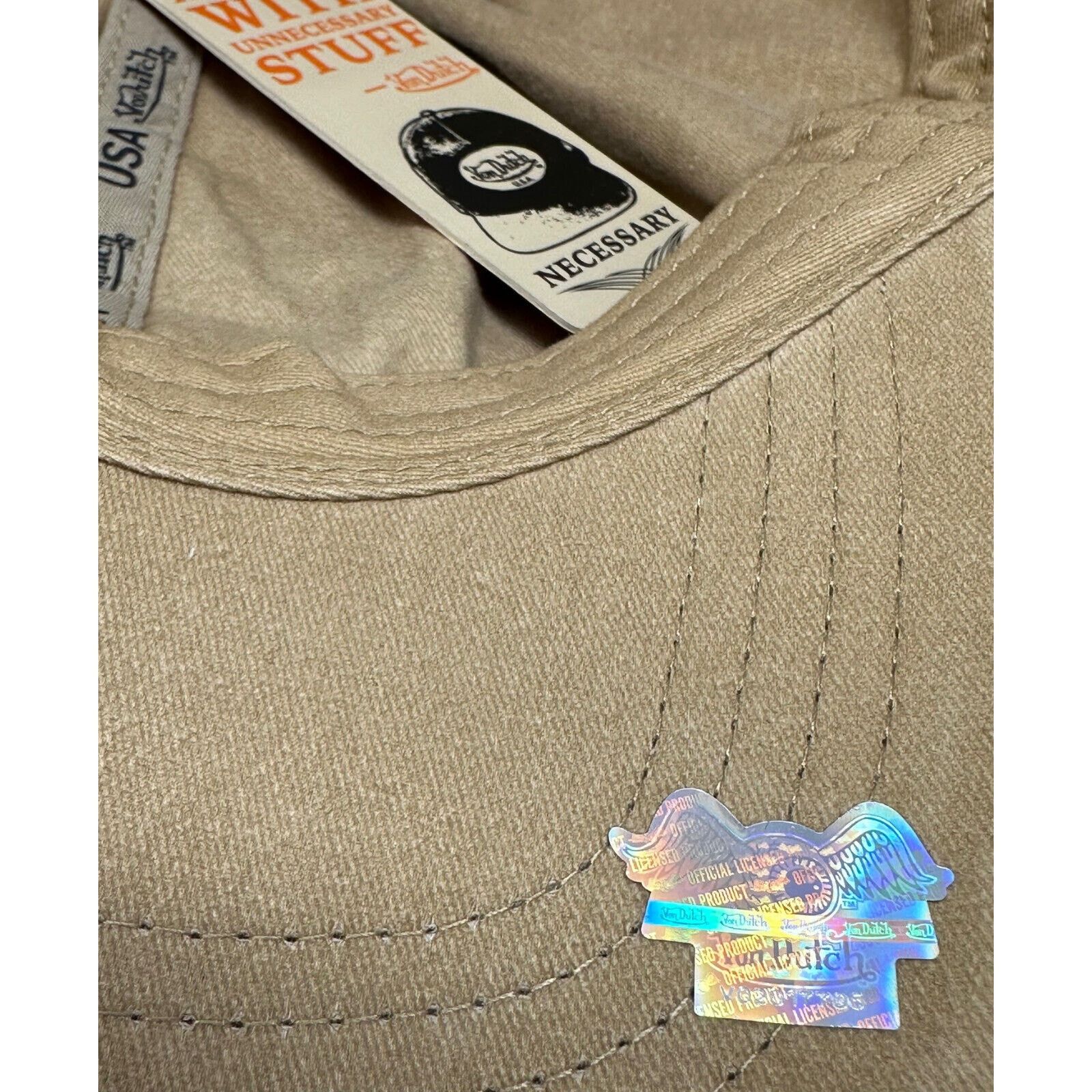 Von Dutch Von Dutch Strapback Hat Tan Distressed Unstructured Dad Cap Size ONE SIZE - 7 Thumbnail
