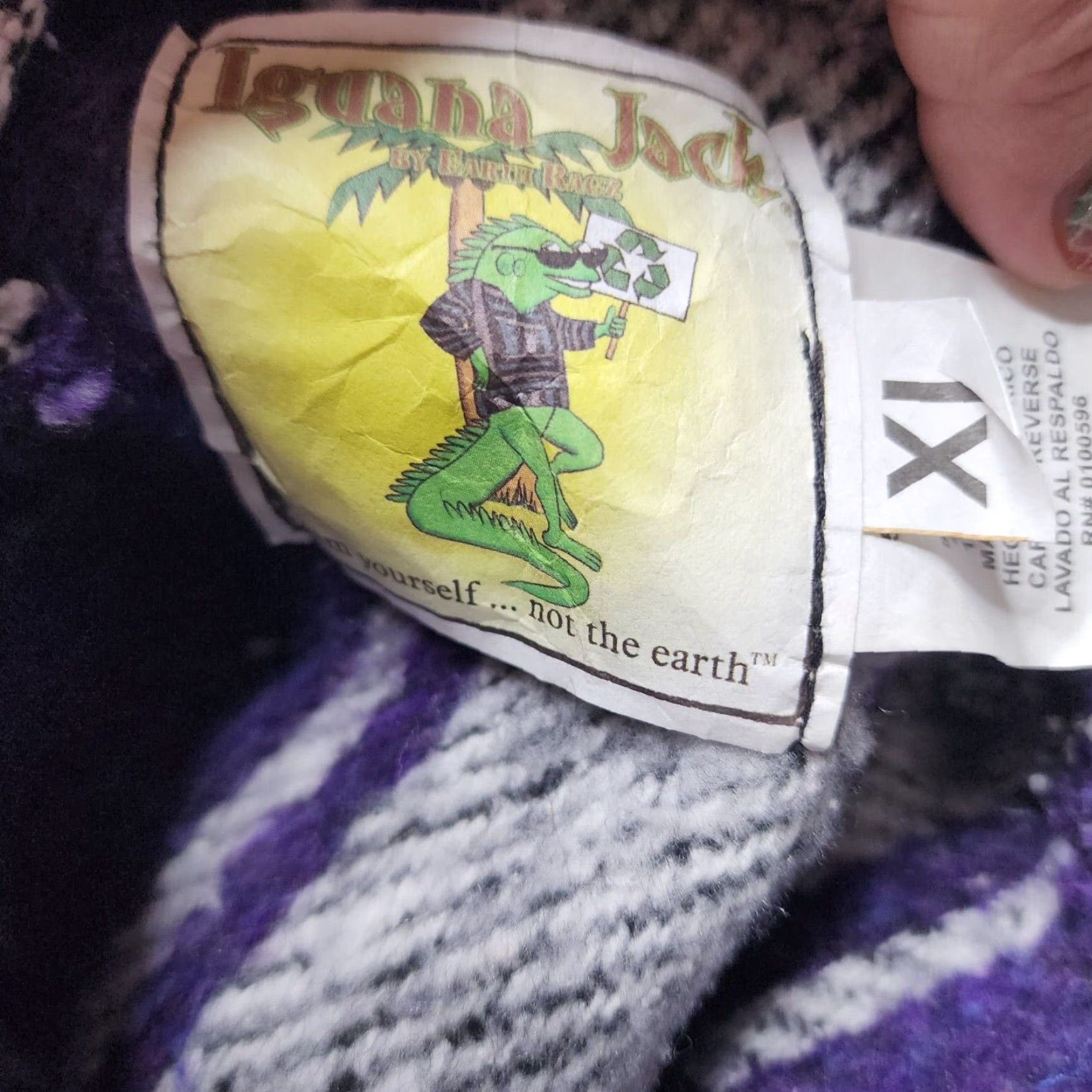 Vintage VINTAGE Iguana Jack Hoodie Mens XL Purple Baja Drug Rug Skater Surfer Hippie Poncho Geometric Logo Knit Pullover Hooded Size US XL / EU 56 / 4 - 4 Thumbnail