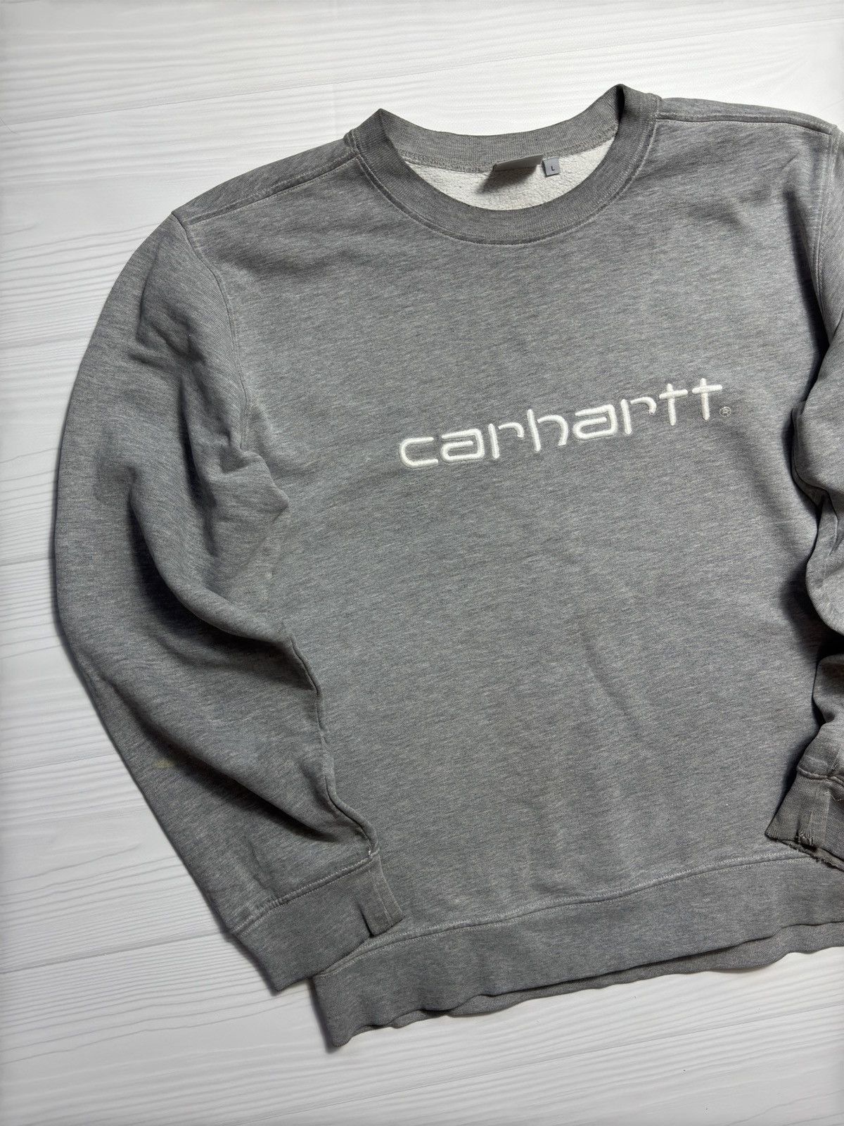 Other Vintage 90s Grey Carhartt Logo Sweatshirt Boxy Fit Size US L / EU 52-54 / 3 - 3 Thumbnail