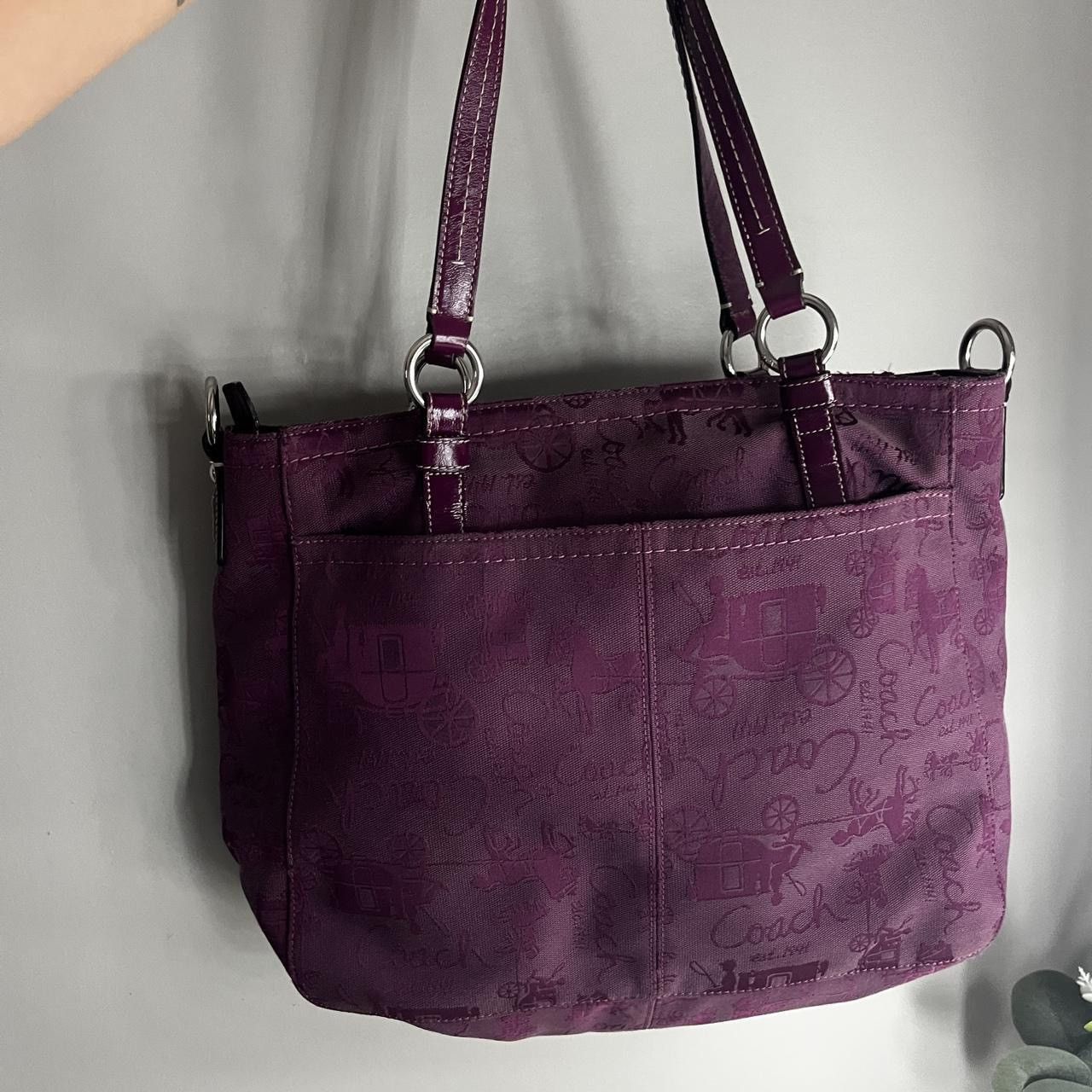 Coach Purple Coach Horse and Carriage Purse / Tote Bag. Size ONE SIZE - 6 Thumbnail