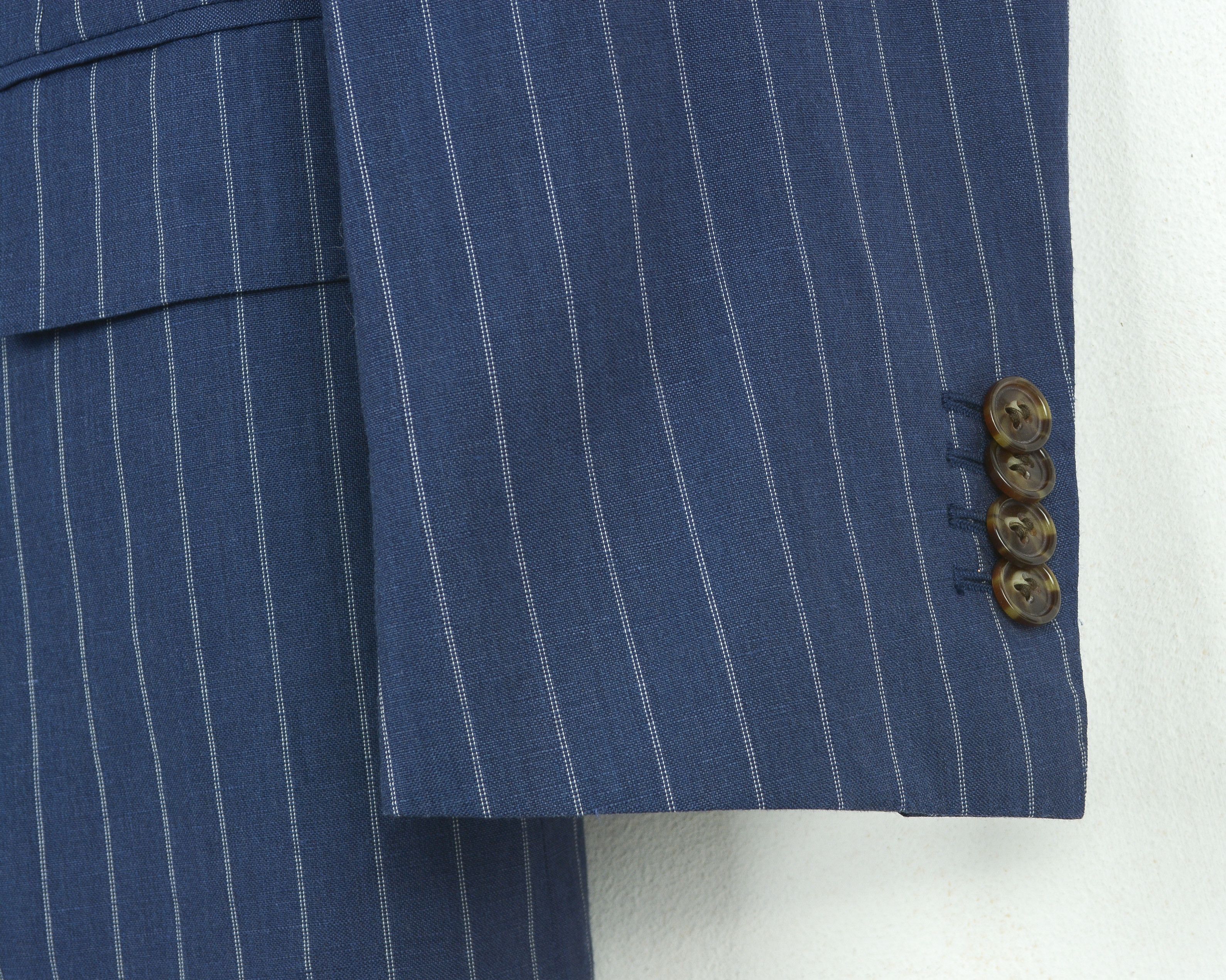 Suitsupply UK 40L US Wool EU 50L Linen Blazer Suit Jacket Pinstriped Size 40L - 3 Thumbnail