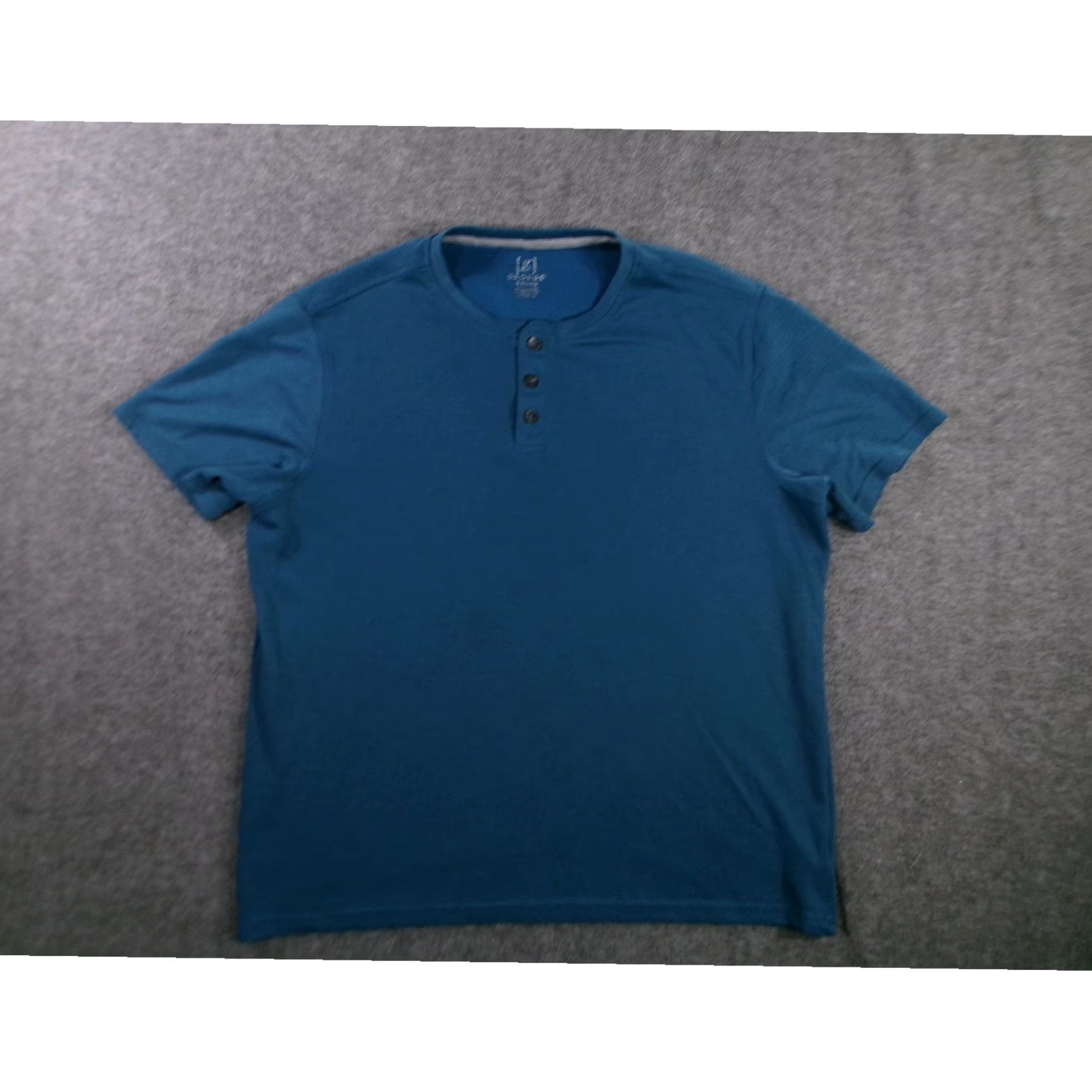 George George Shirt Mens L Teal Henley Classic Short Sleeve Comfortable Everyday Basic Outdoor Shirt Size US L / EU 52-54 / 3 - 2 Thumbnail