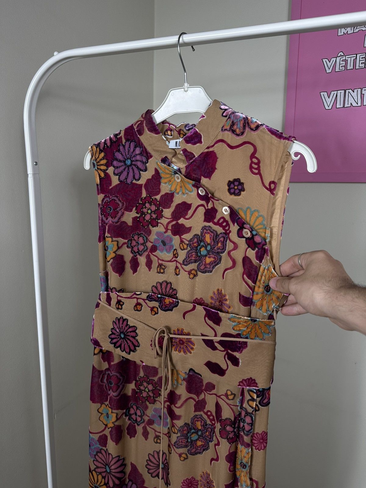Marella Marella Vintage Midi Dress Beaded Embroidered Floral Kimono Size S / US 4 / IT 40 - 5 Thumbnail