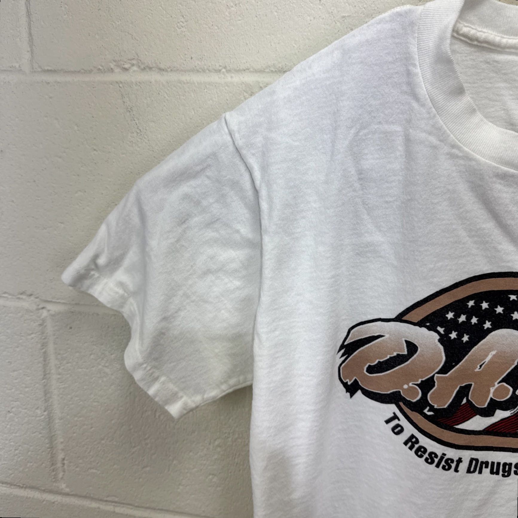 Fruit Of The Loom VINTAGE DARE T-Shirt USA Flag Graphic Print 90s Beige Adult Large Mens Size US L / EU 52-54 / 3 - 5 Thumbnail