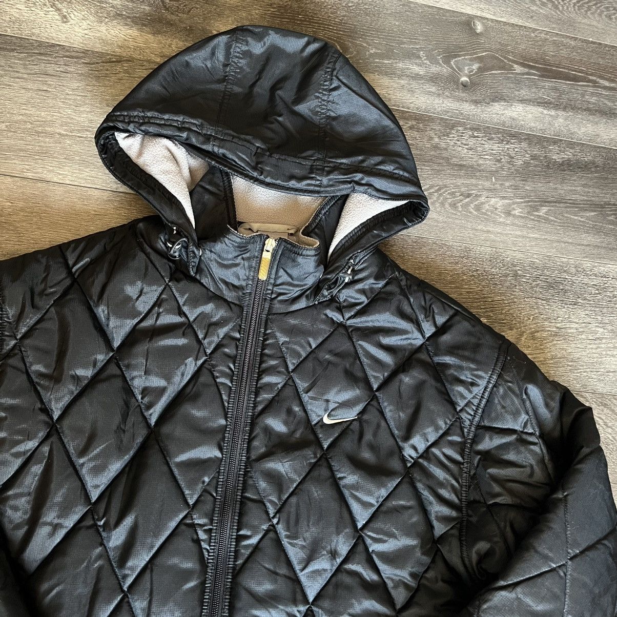 Nike Vintage 2000s Nike Quilted Puffer Down Zip Up Hooded Jacket Size US L / EU 52-54 / 3 - 3 Thumbnail