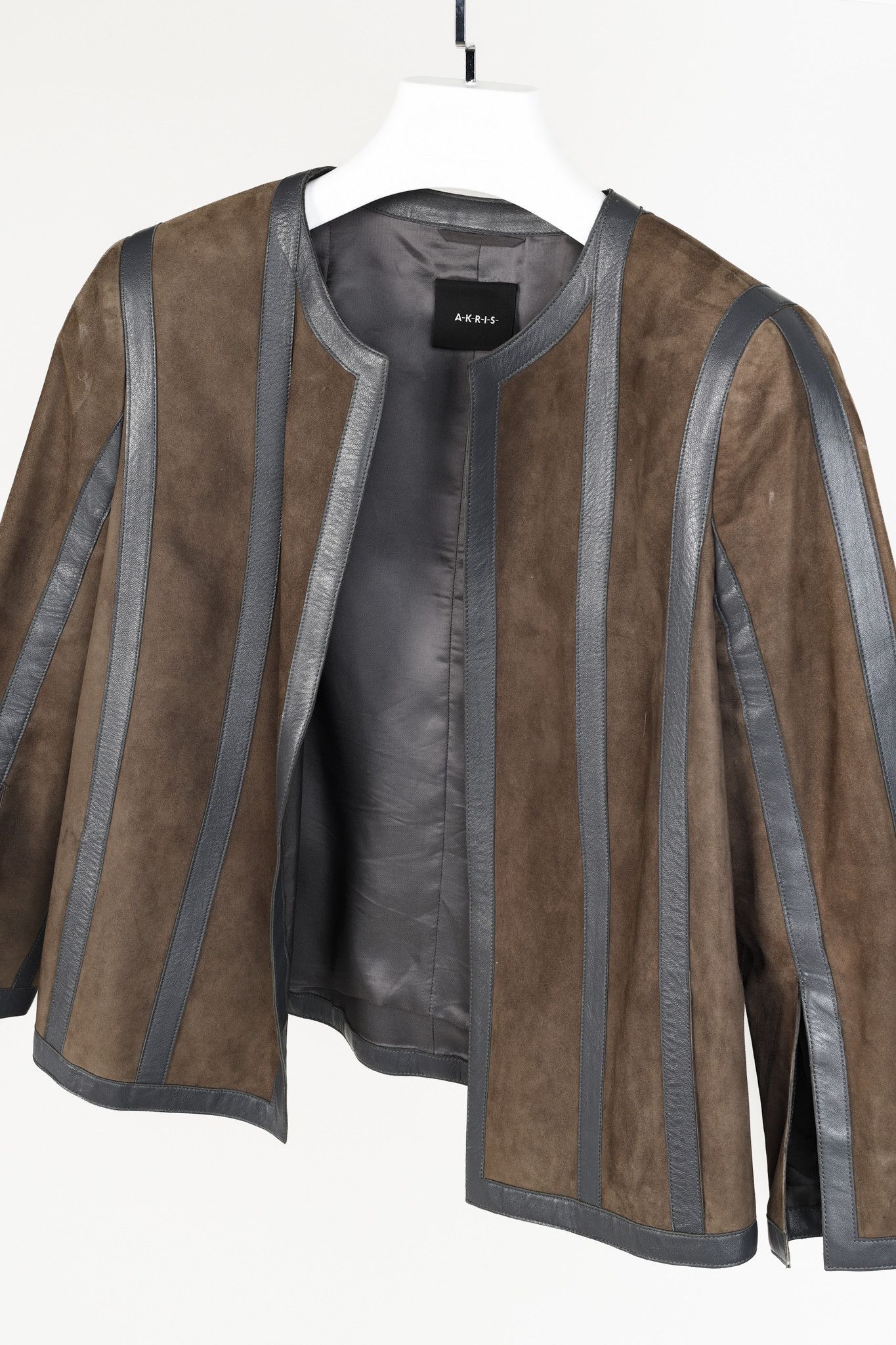 Akris Akris Taupe Grey Goat Panelled Jacket Size M / US 6-8 / IT 42-44 - 3 Thumbnail