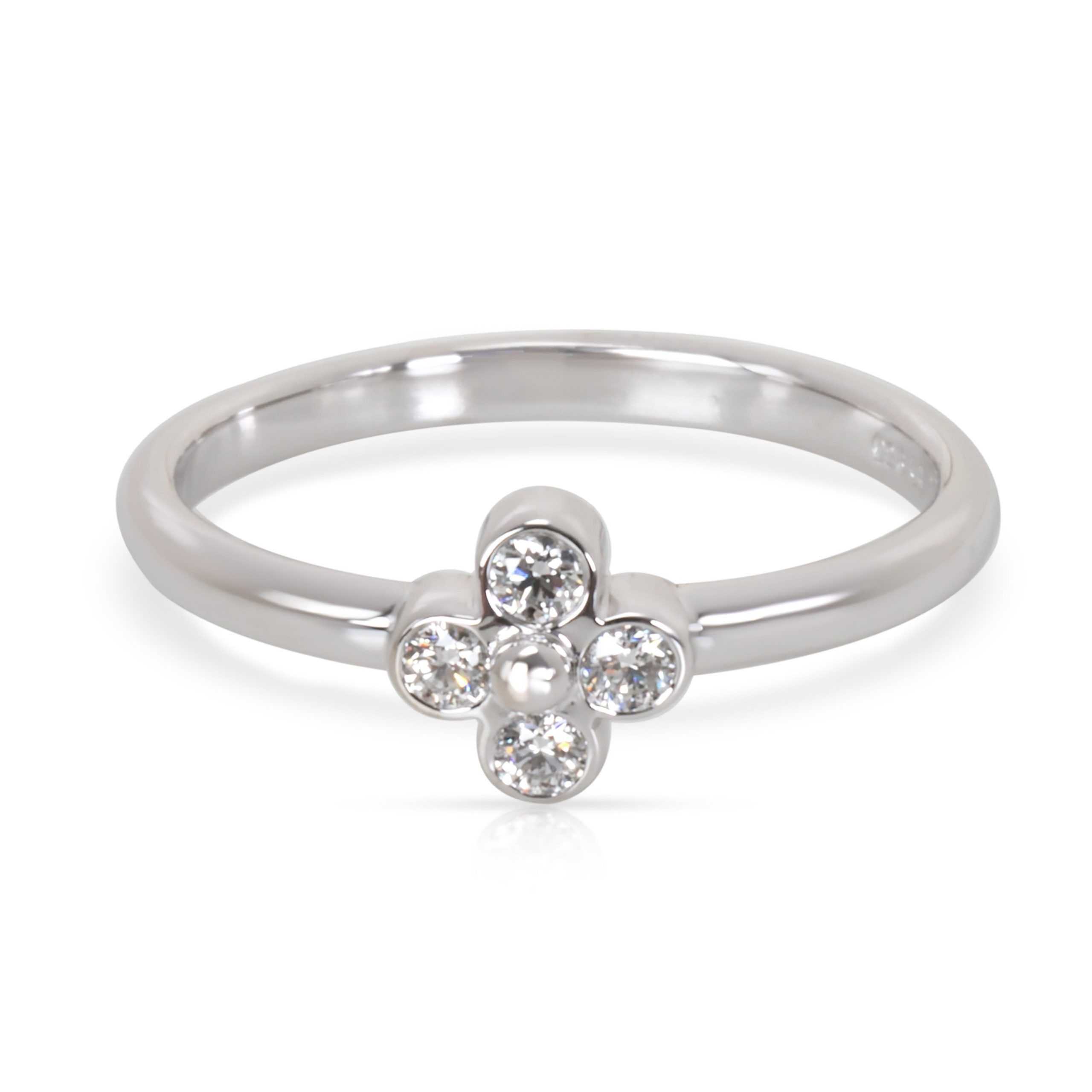 image of Tiffany Co Tiffany & Co. Diamond Lace Flower Ring In Platinum 0.08 Ctw in Silver, Women's